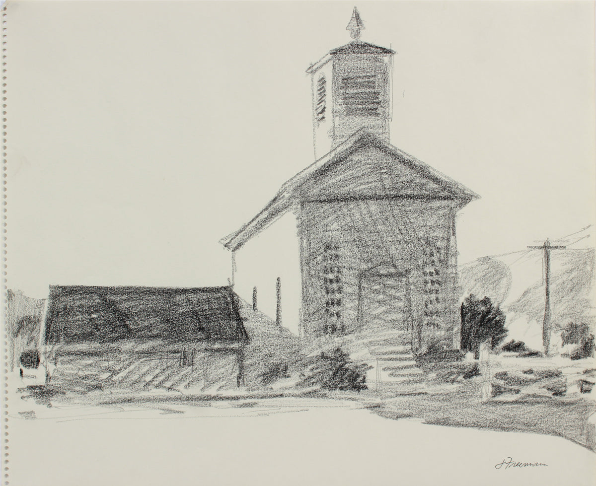 Californian Building with Bell Tower &lt;br&gt;Late 1970s Graphite &lt;br&gt;&lt;br&gt;#A9645