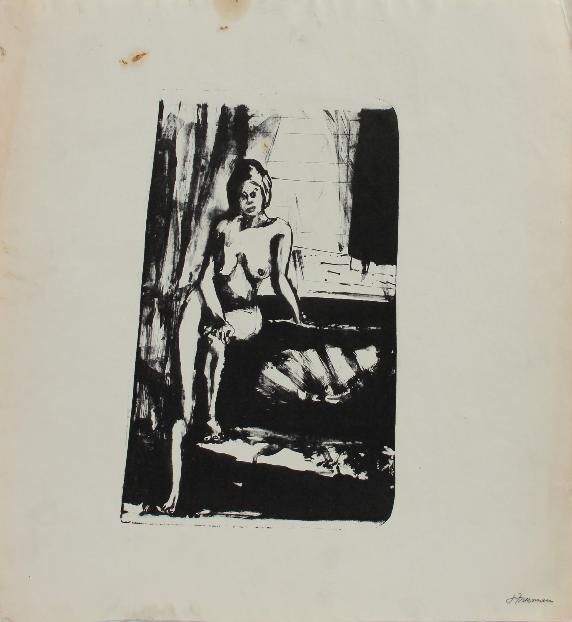 Nude Model Posing <br>1970s Lithograph <br><br>#A9651