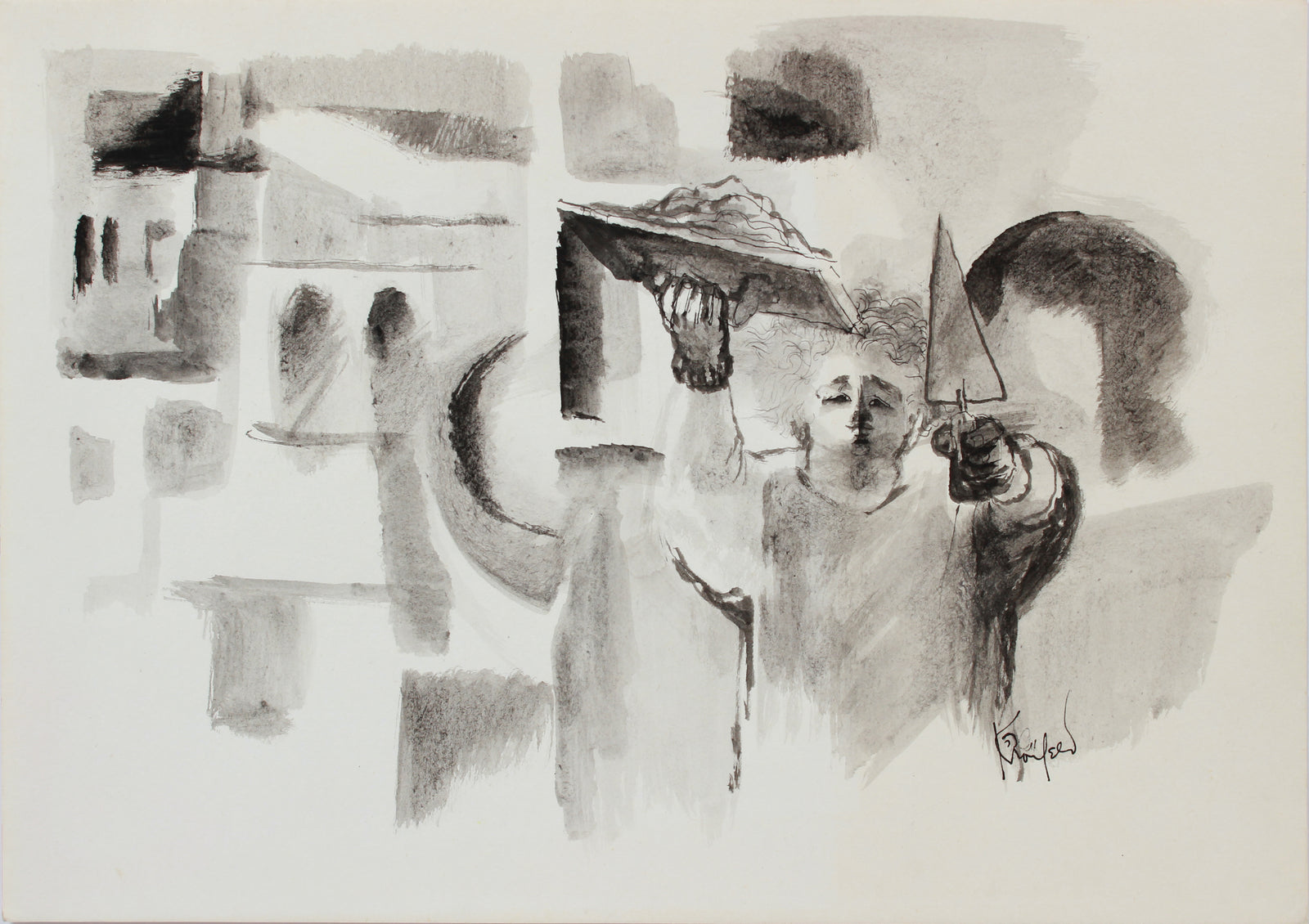 The Bricklayer in Abstraction <br>1960-80 Ink <br><br>#A9680