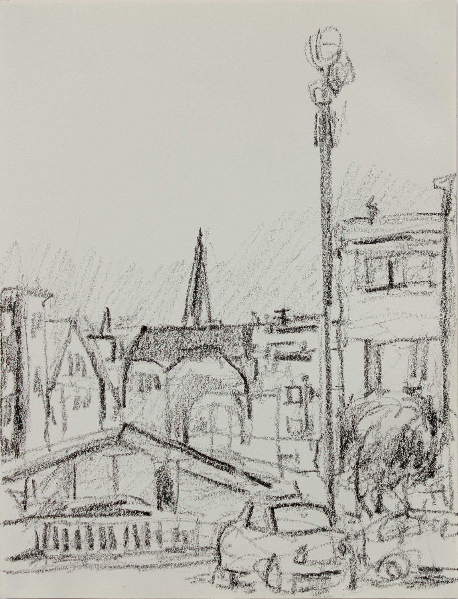 Monochromatic San Francisco Sketch <br>1984 Charcoal <br><br>#A9694