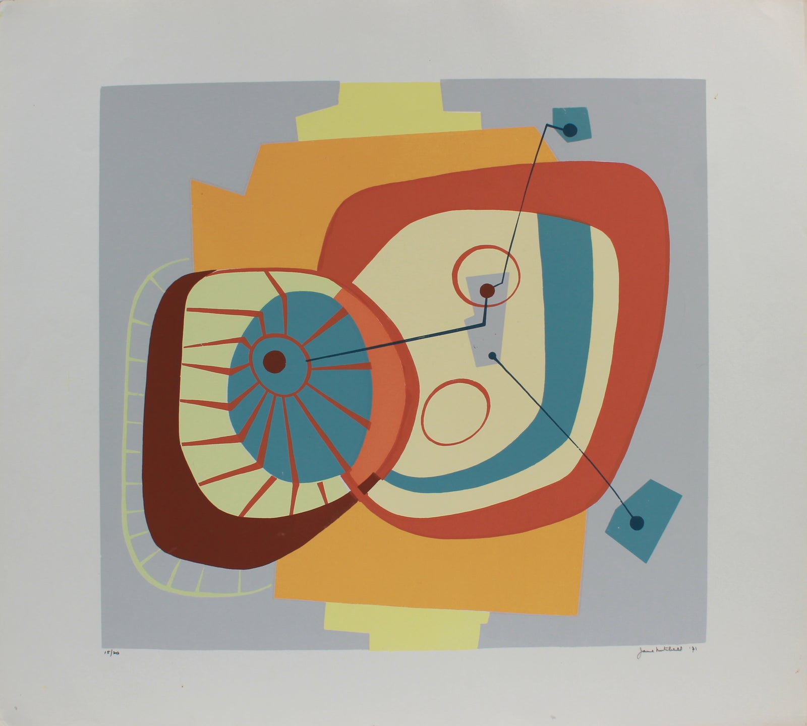 Modernist Geometric Abstract <br>1971 Serigraph <br><br>#A9719