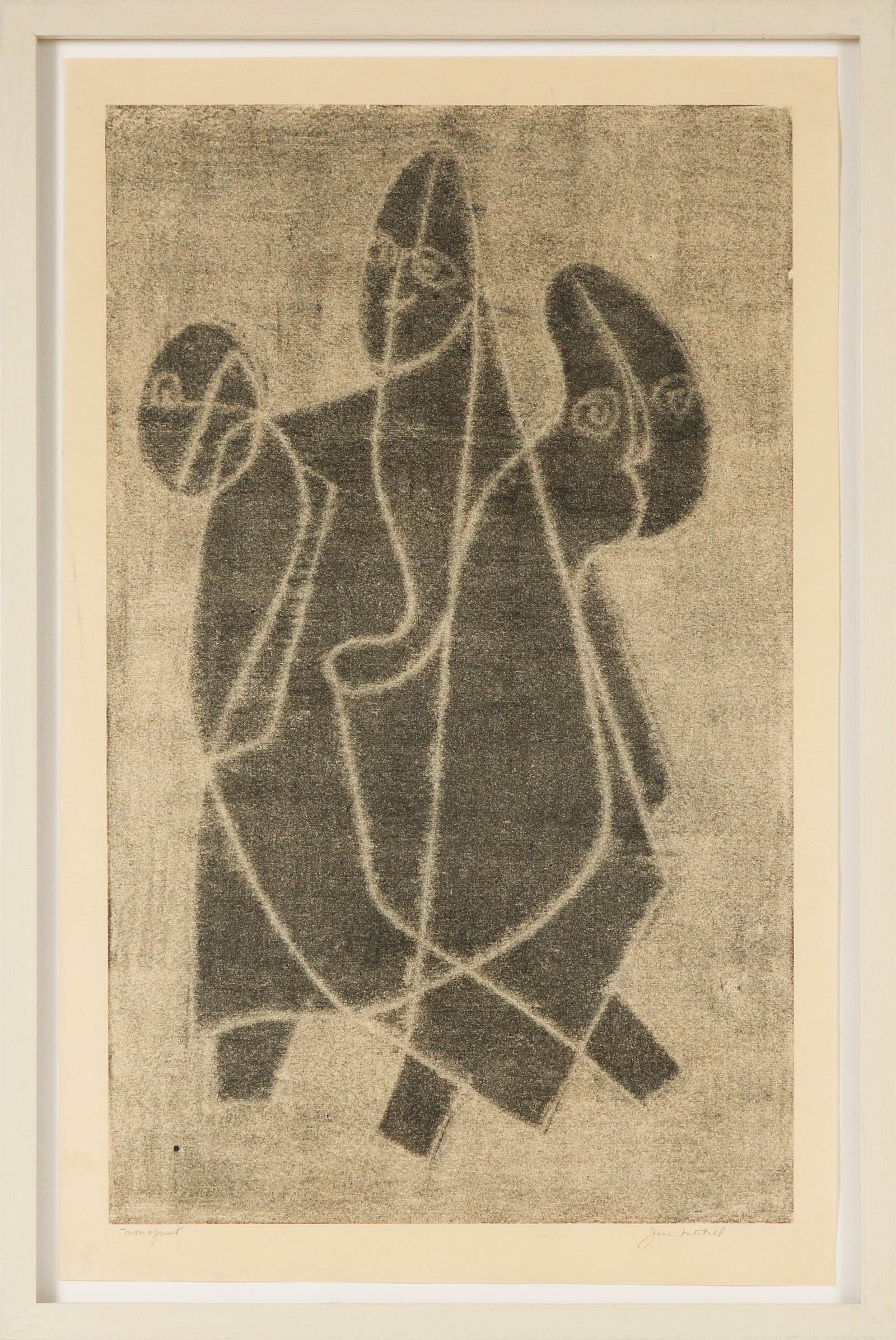 Monochrome Geometric Figure Trio <br>1970s Monotype <br><br>#A9733