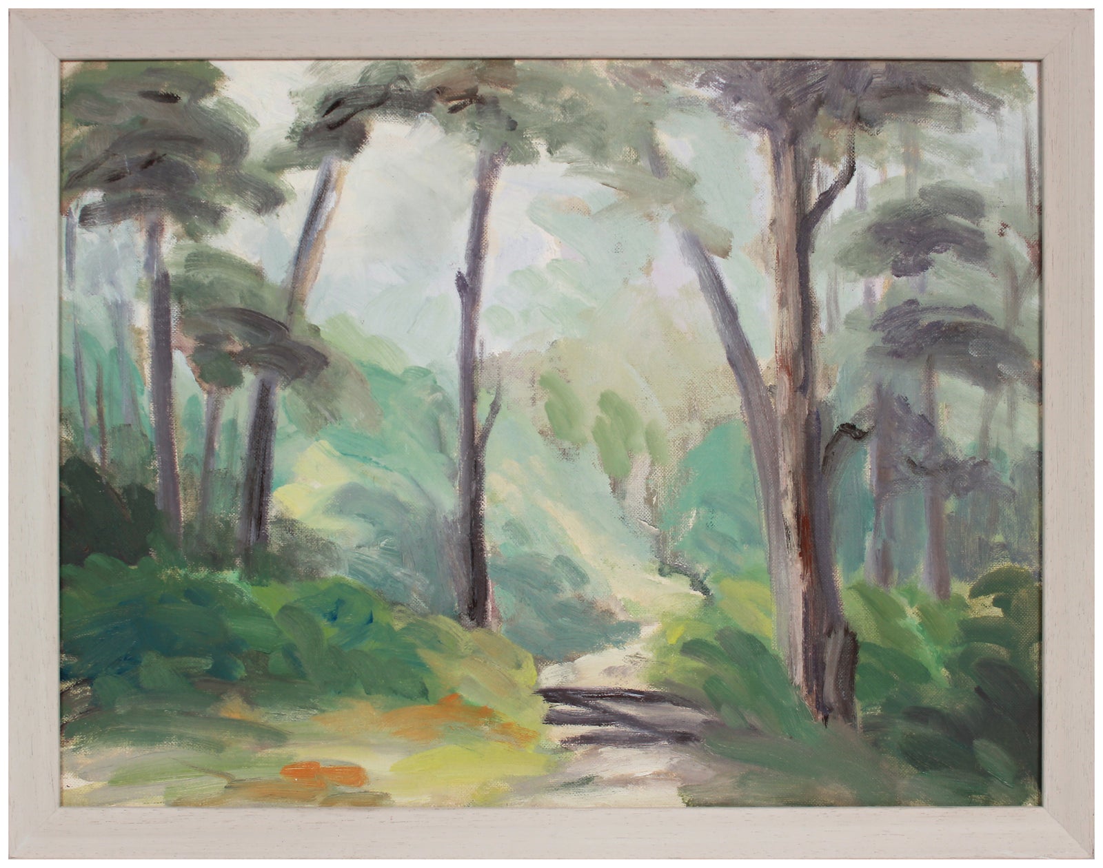 Shady Forest Path <br>Early 20th Century Oil <br><br>#A9736