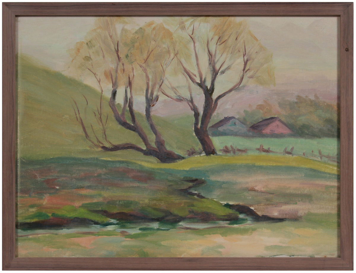 Impressionist Farm Scene &lt;br&gt;Early 20th Century Oil &lt;br&gt;&lt;br&gt;#A9738