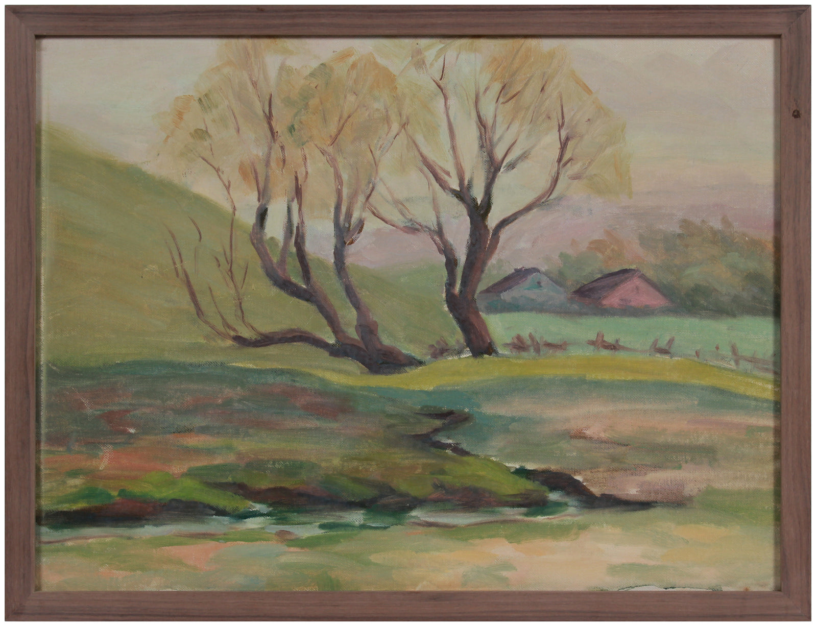 Impressionist Farm Scene <br>Early 20th Century Oil <br><br>#A9738