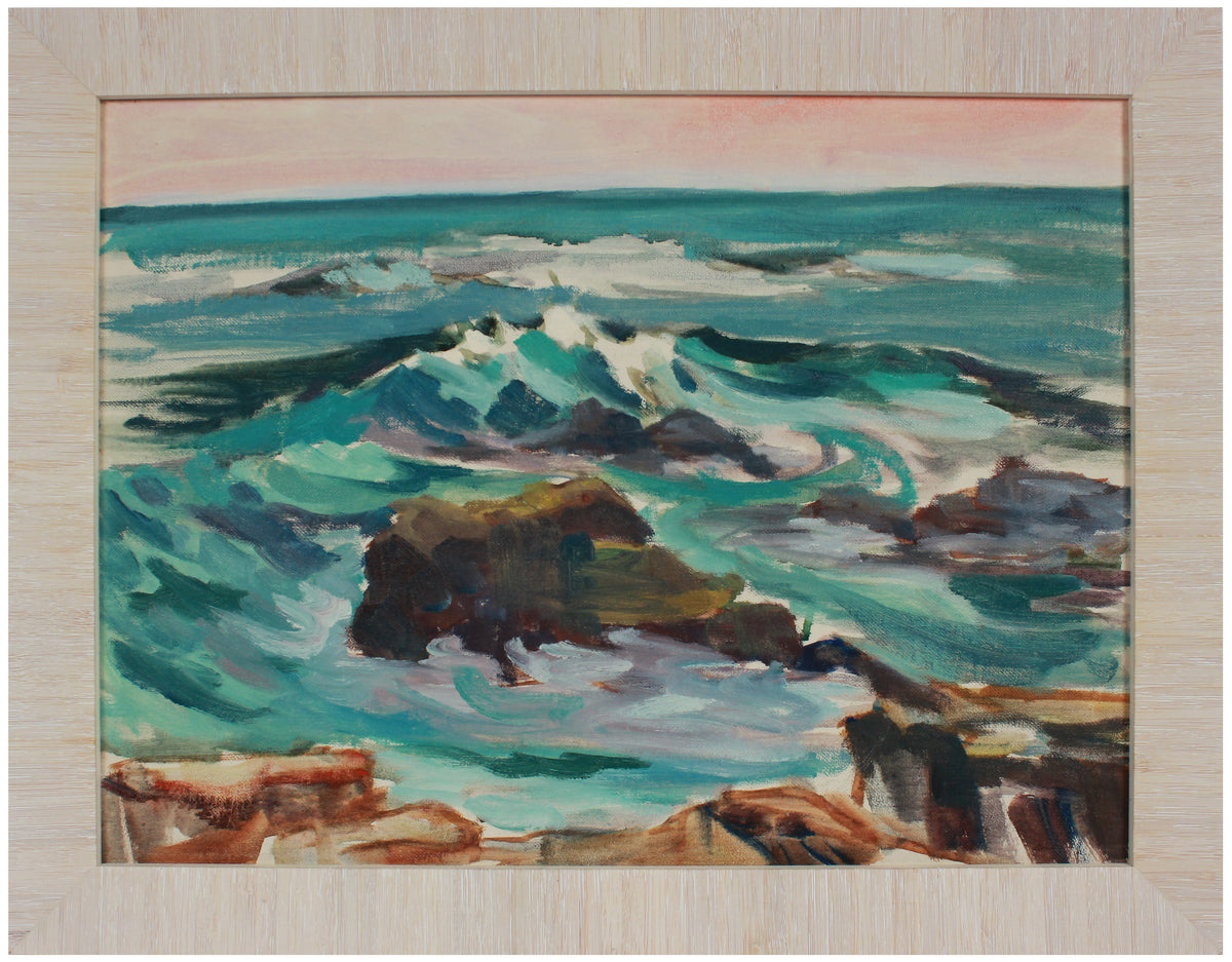 Vivid Rocky Waves &lt;br&gt;Early 20th Century Oil on Paper &lt;br&gt;&lt;br&gt;#A9739