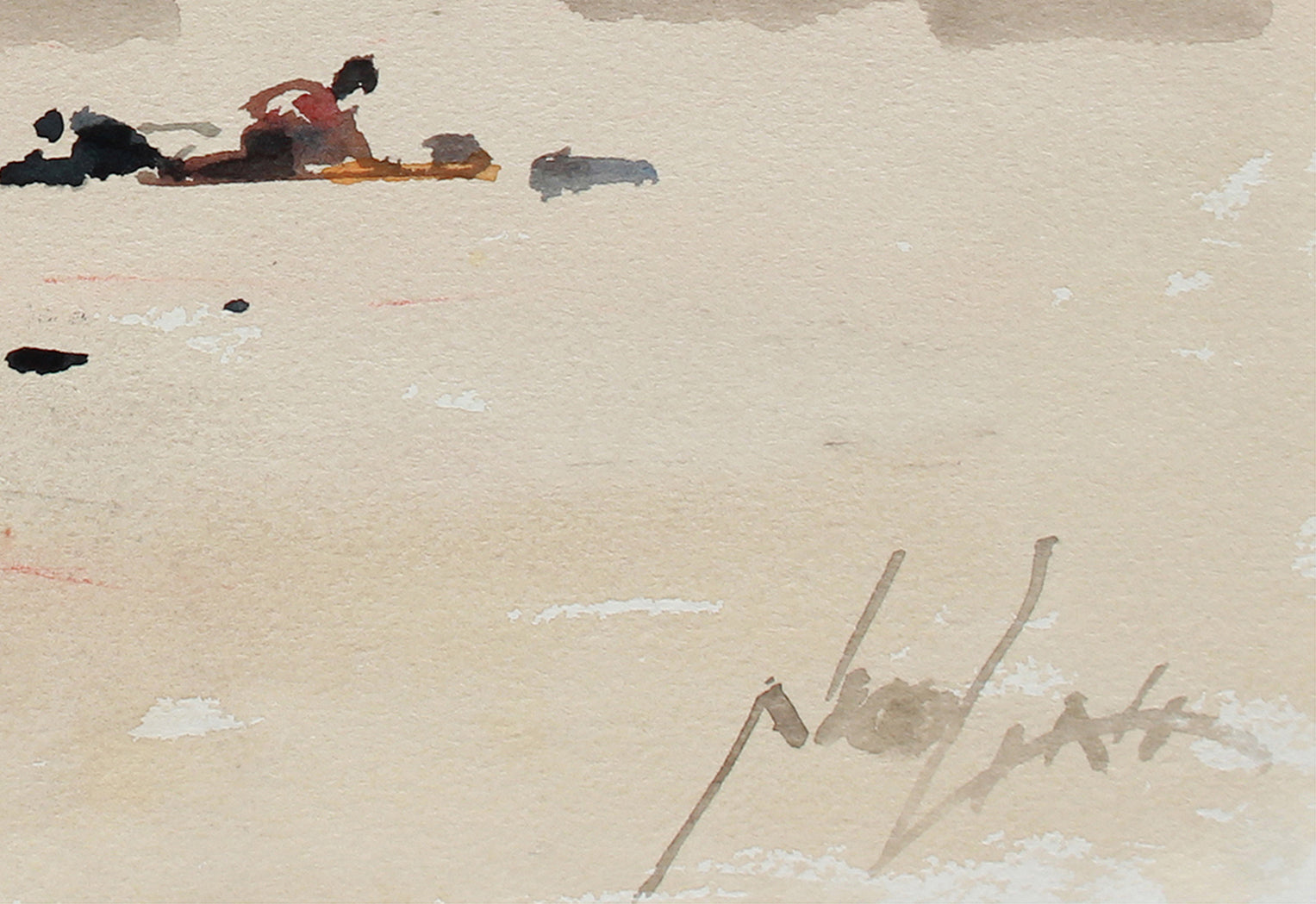 Cool California Beach Scene <br>20th Century Watercolor <br><br>#A9746