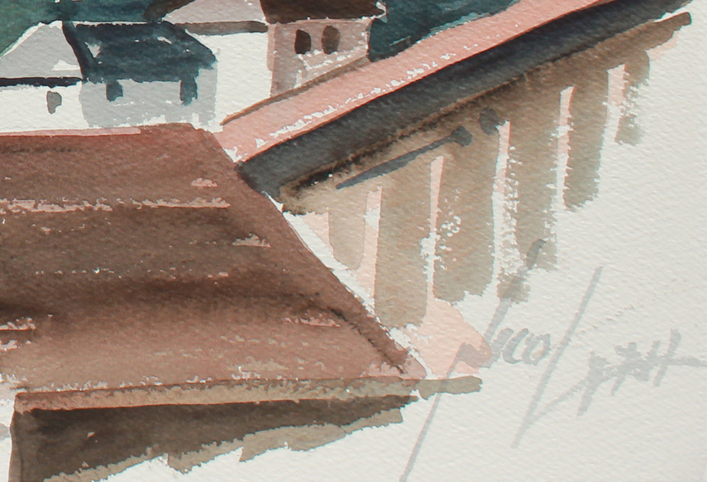 San Francisco Skyline From the East Bay <br>20th Century Watercolor <br><br>#A9754