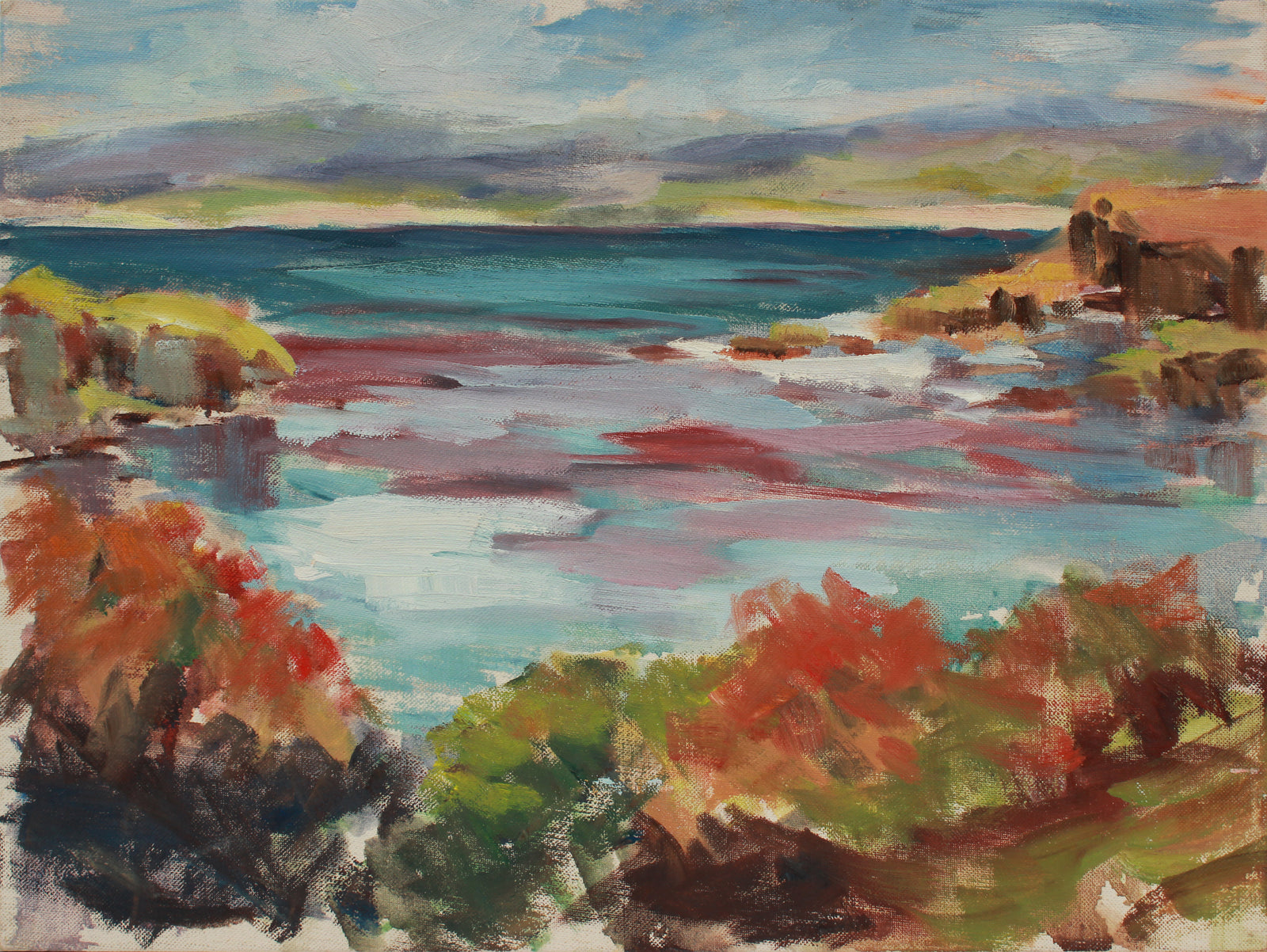 Impressionist Cove Scene <br>Early 20th Century Oil <br><br>#A9947