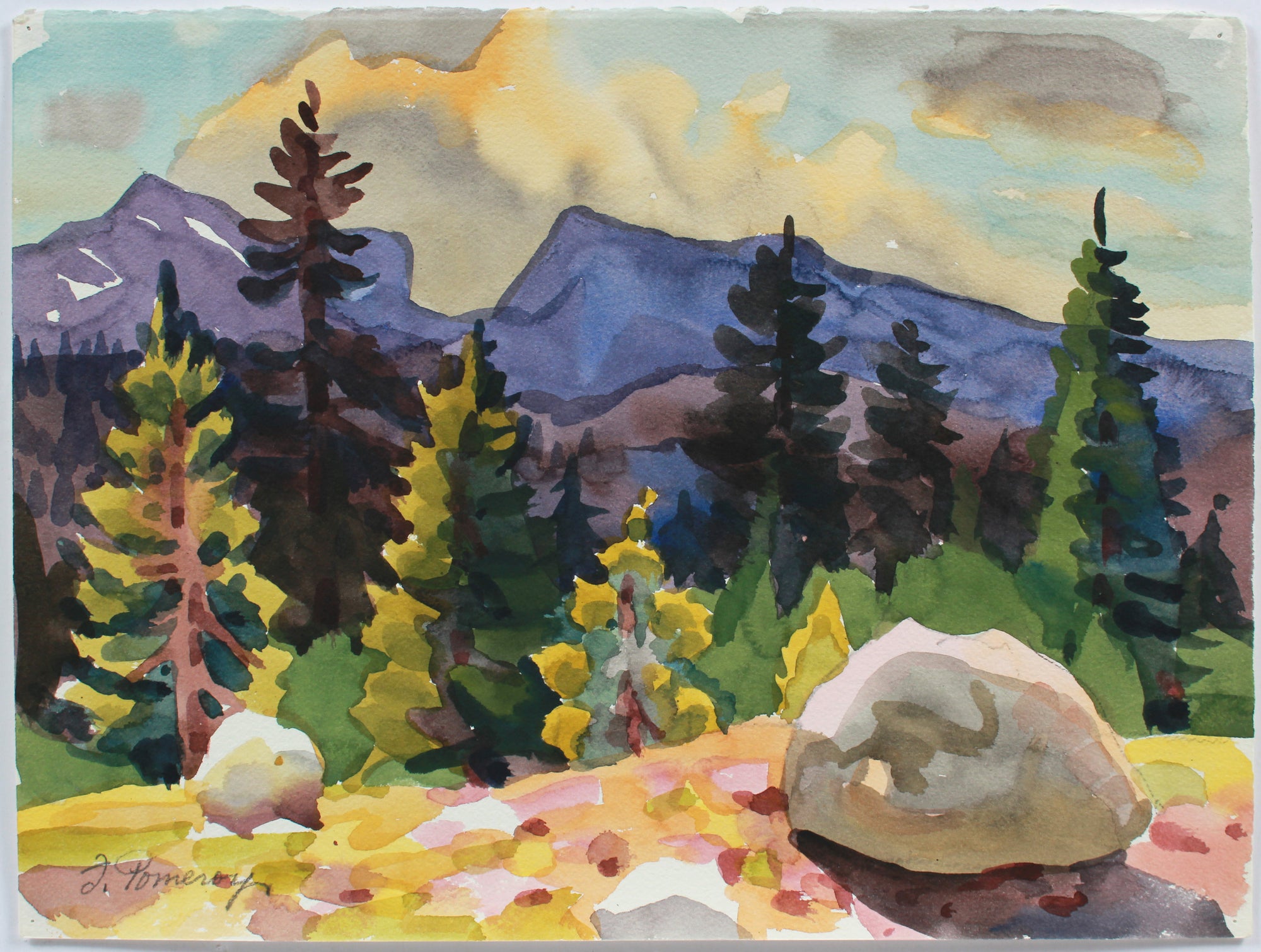 <i>Osbom Overlook, Lake Alpine</i> <br>1985 Watercolor <br><br>#A9951