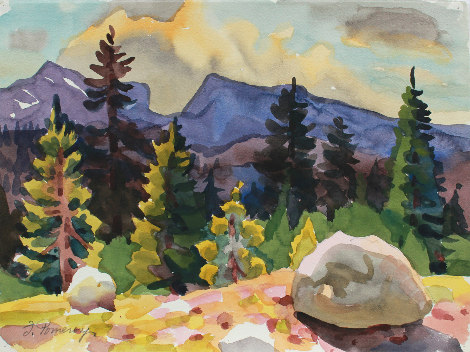 <i>Osbom Overlook, Lake Alpine</i> <br>1985 Watercolor <br><br>#A9951