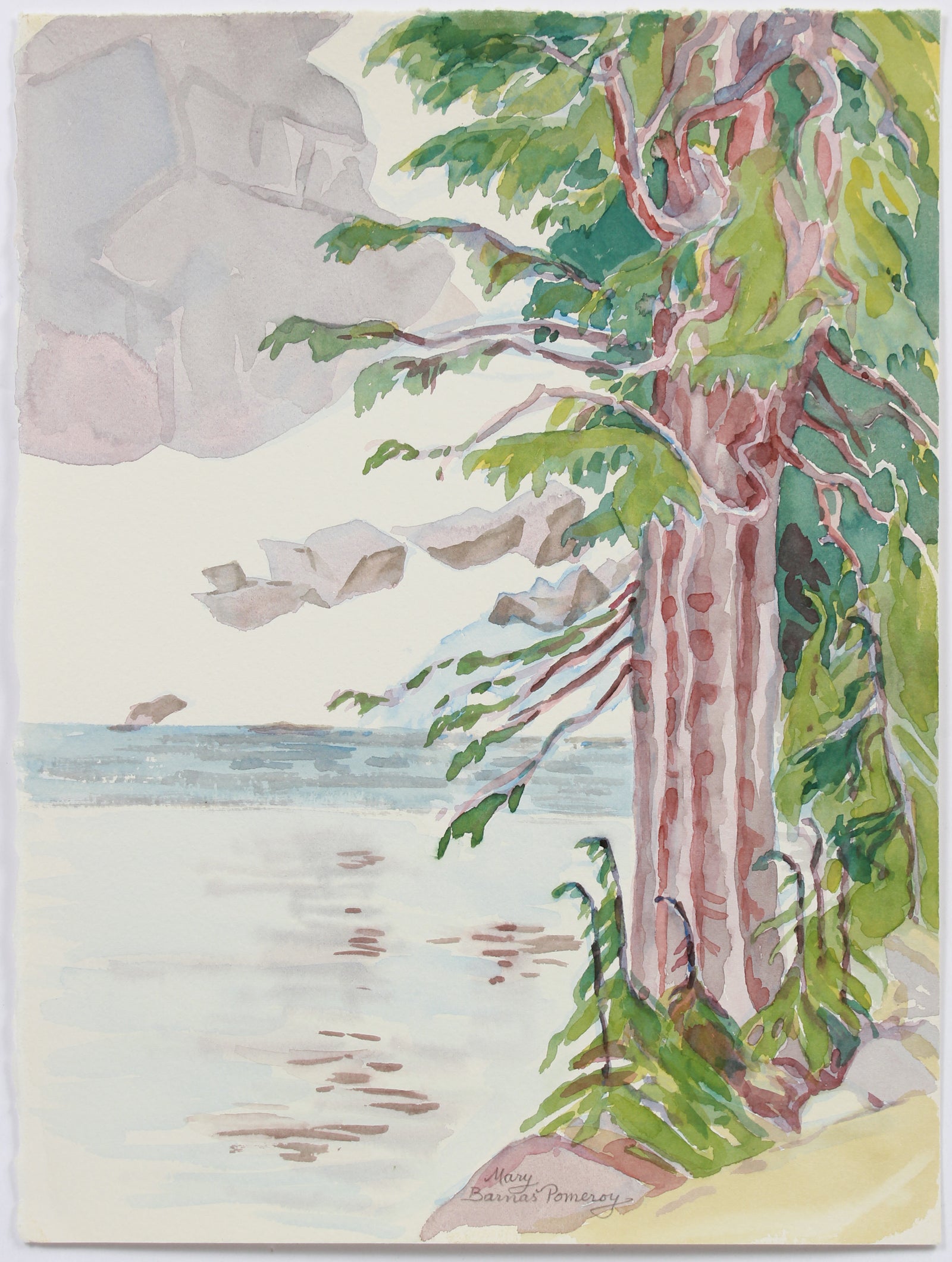 <i>Winnemucca Lake with Ancient Hemlocks</i> <br>1999 Watercolor <br><br>#A9952