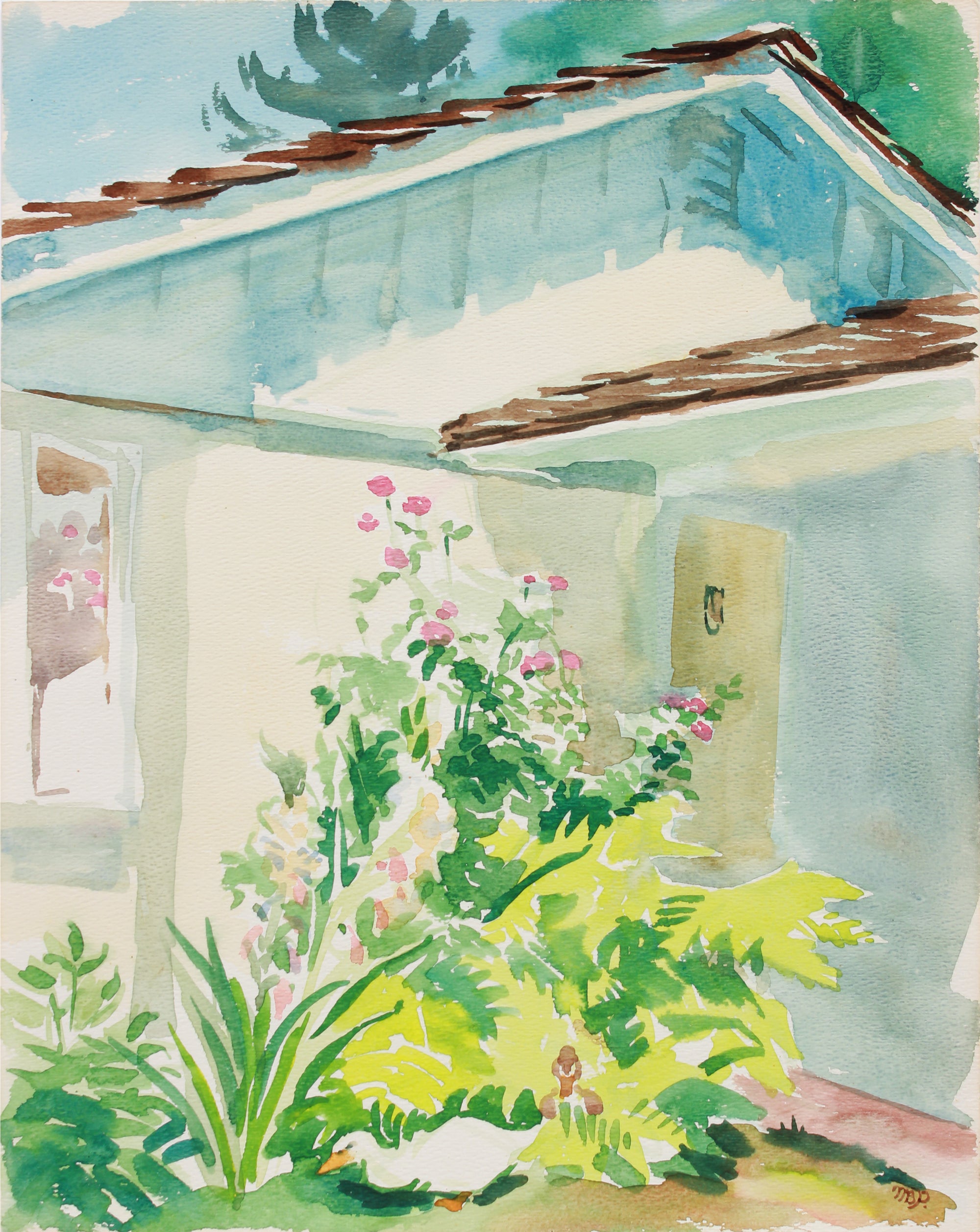 <i>By The Front Door</i> <br>1979 Watercolor <br><br>#A9953