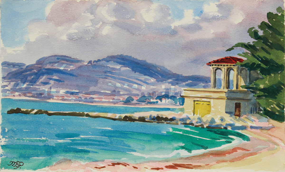 &lt;i&gt;Juan Les Pins, French Mediterranean&lt;/i&gt; &lt;br&gt; Late 20th Century Watercolor &lt;br&gt;&lt;br&gt;#A9961
