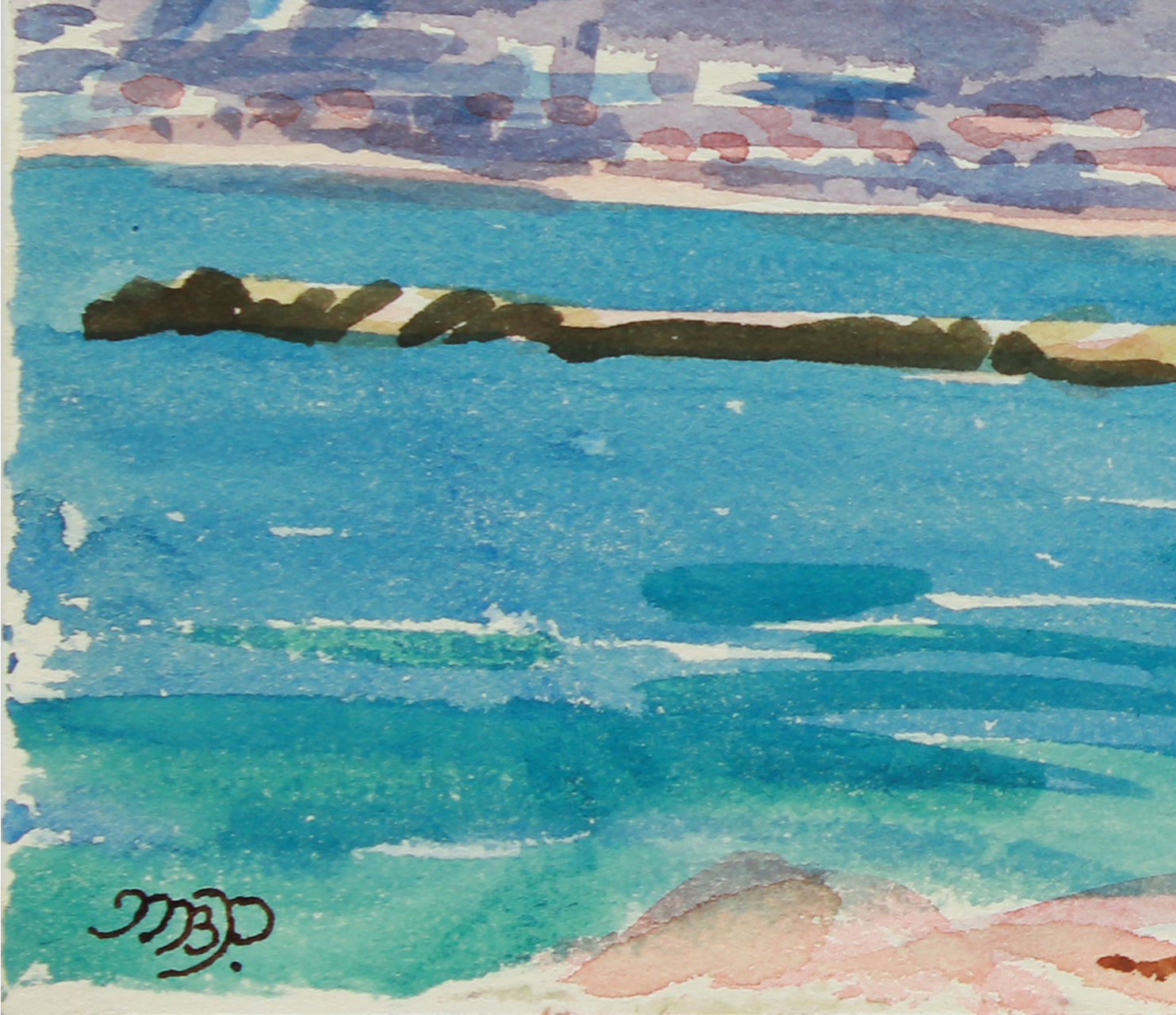 <i>Juan Les Pins, French Mediterranean</i> <br> Late 20th Century Watercolor <br><br>#A9961