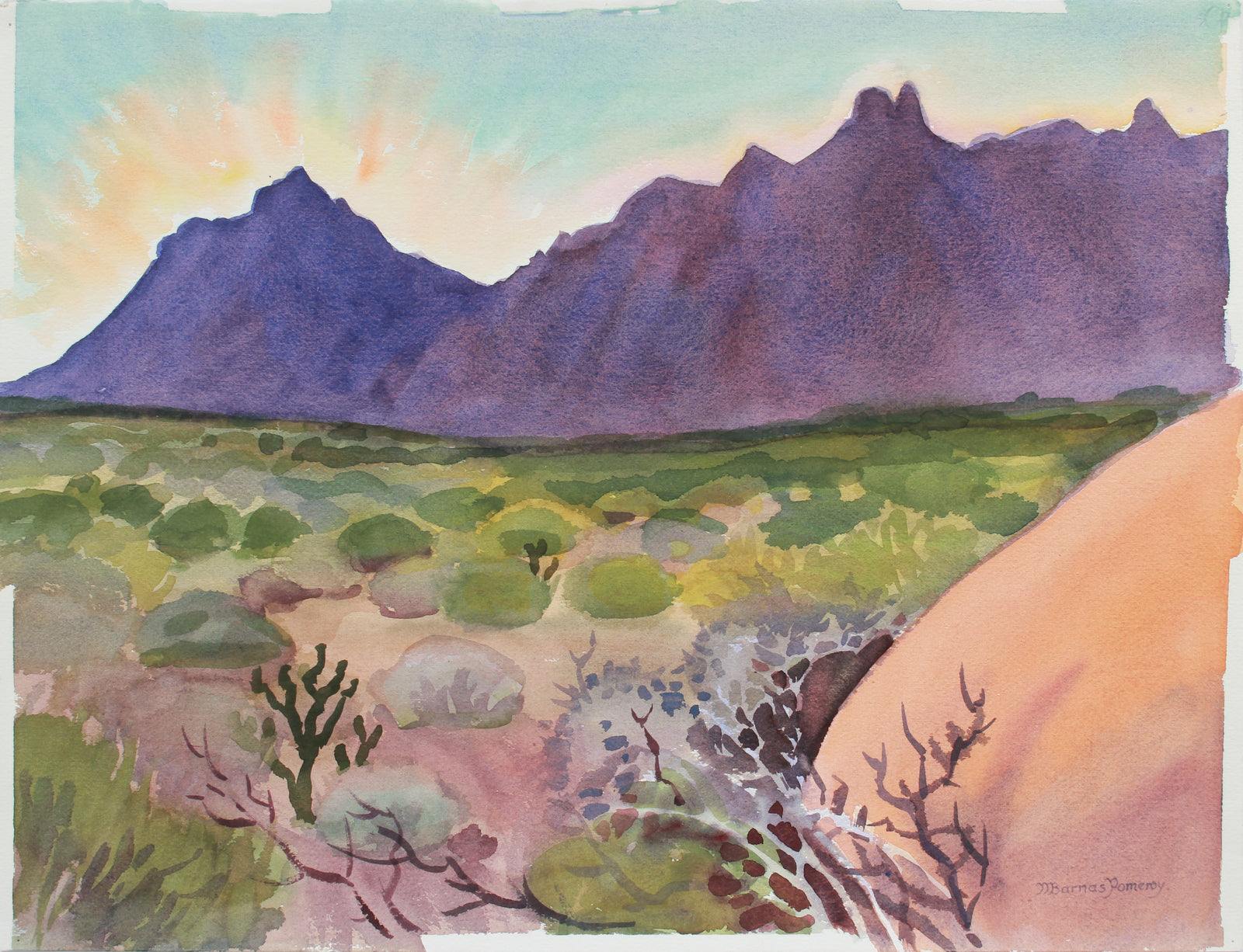 <i>Granite Mountains at Sunset</i>, (Granite Cove) <br>1984 Watercolor <br><br>#A9962