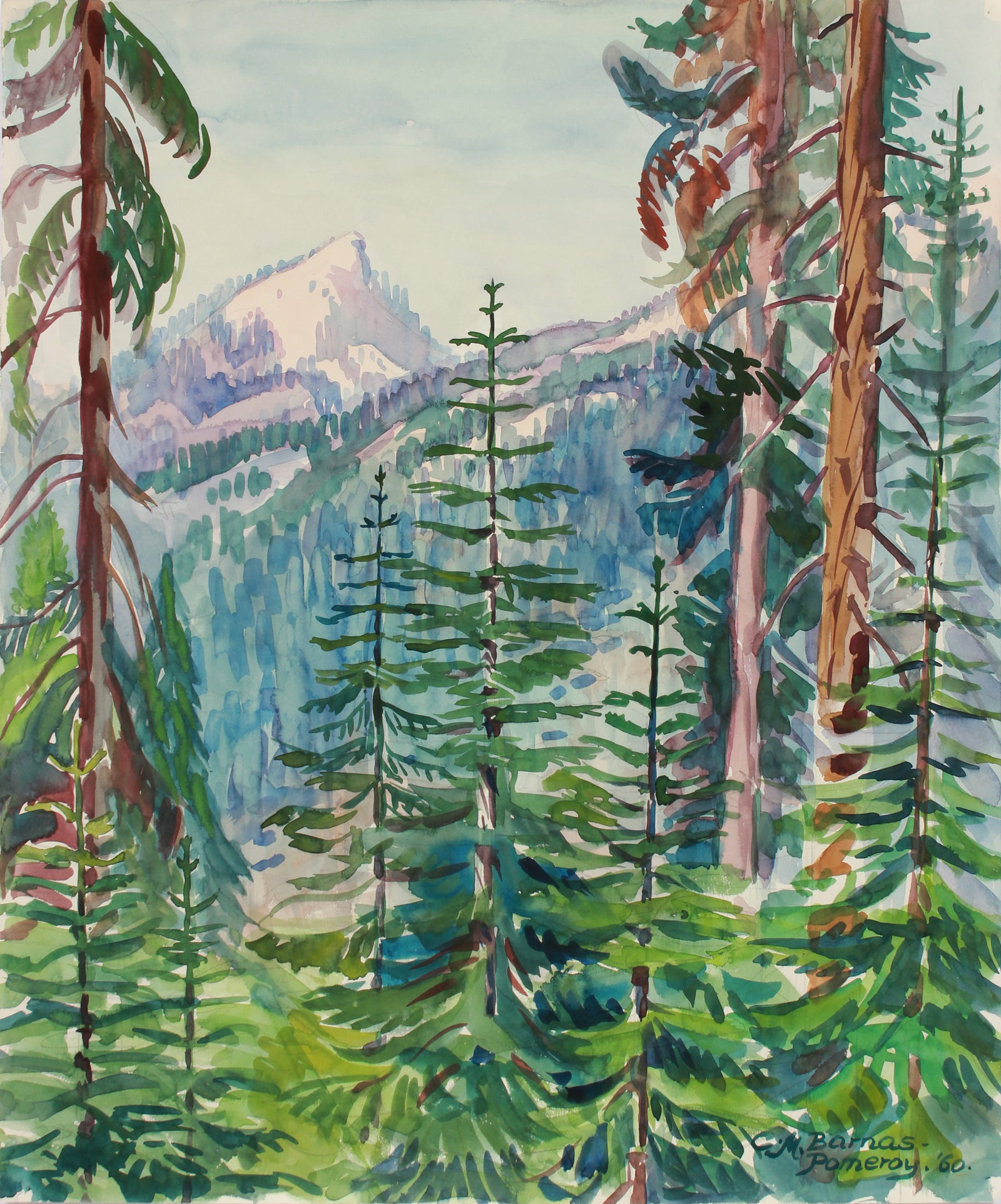 <i>View From Heather Lake Trail</i> <br>1960 Watercolor <br><br>#A9966