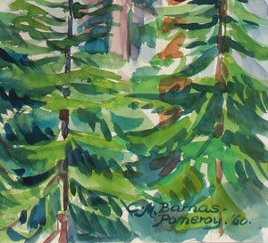 <i>View From Heather Lake Trail</i> <br>1960 Watercolor <br><br>#A9966