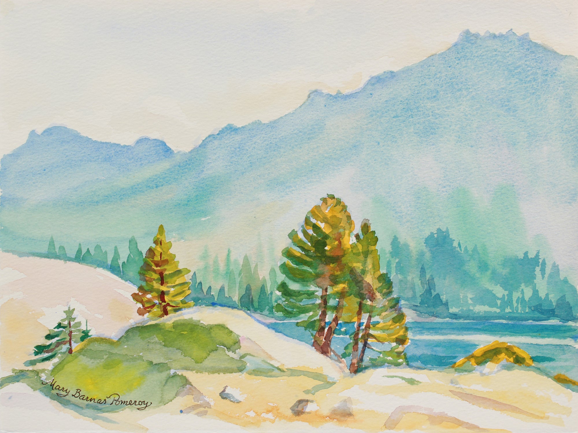 <i>August Mist - Silver Lake</i> <br>August 2002 Watercolor <br><br>#A9968