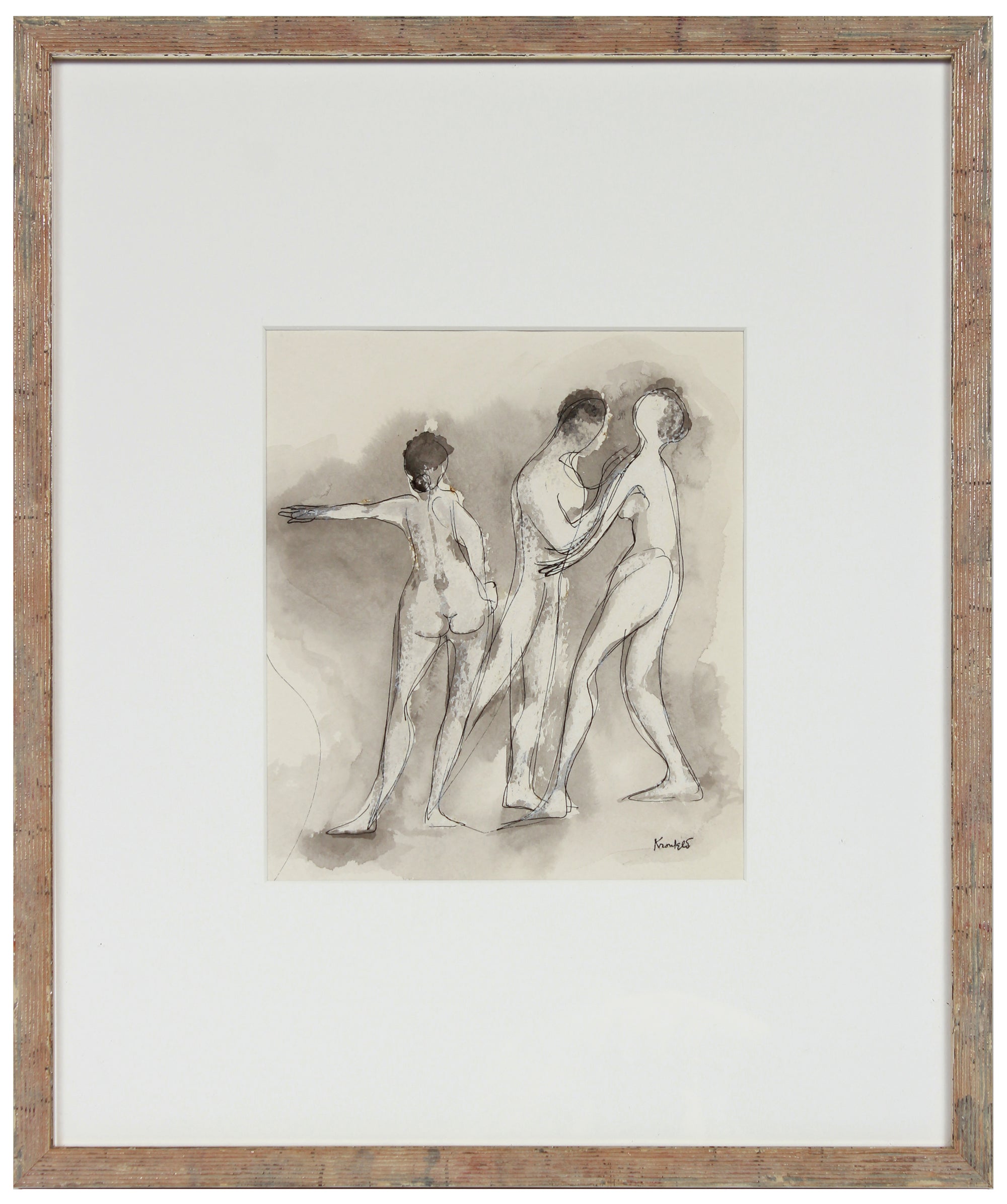 Modernist Nude Trio <br>1970s Ink <br><br>#A9976