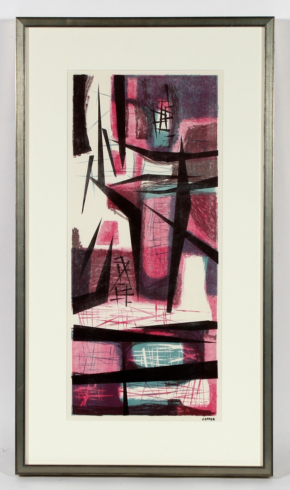 Bold &amp; Graphic Purple Forms&lt;br&gt;1940-50s Stone Lithograph&lt;br&gt;&lt;br&gt;#40714