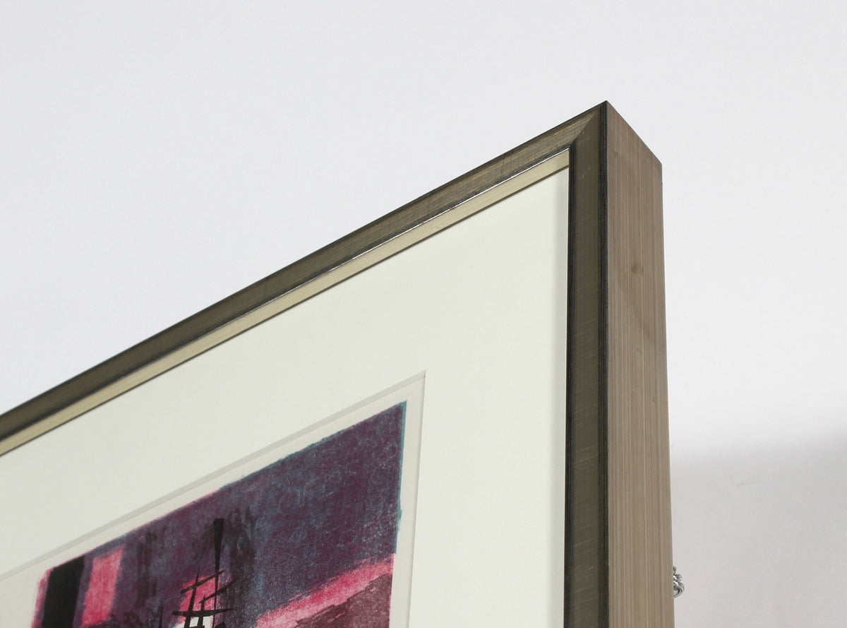 Bold & Graphic Purple Forms<br>1940-50s Stone Lithograph<br><br>#40714