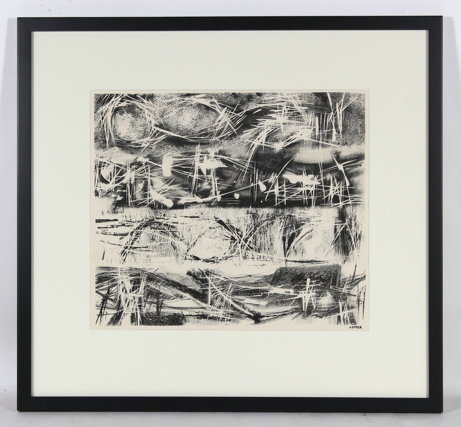 Monochromatic Vintage Abstract<br>1940-50s Stone Lithograph<br><br>#38921