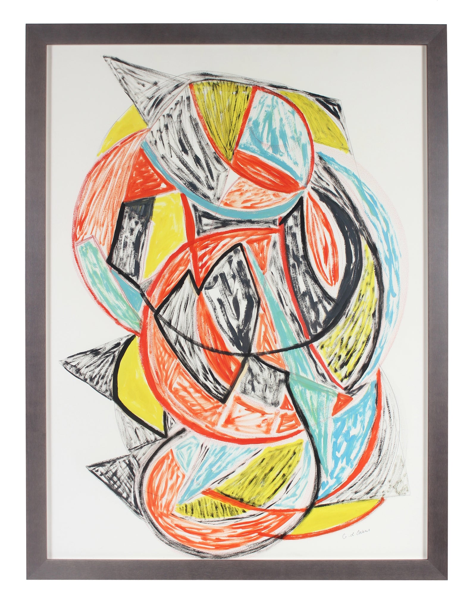 Geometric Forms in Abstraction <br>20th Century Mixed Media Drawing <br><br>#93220