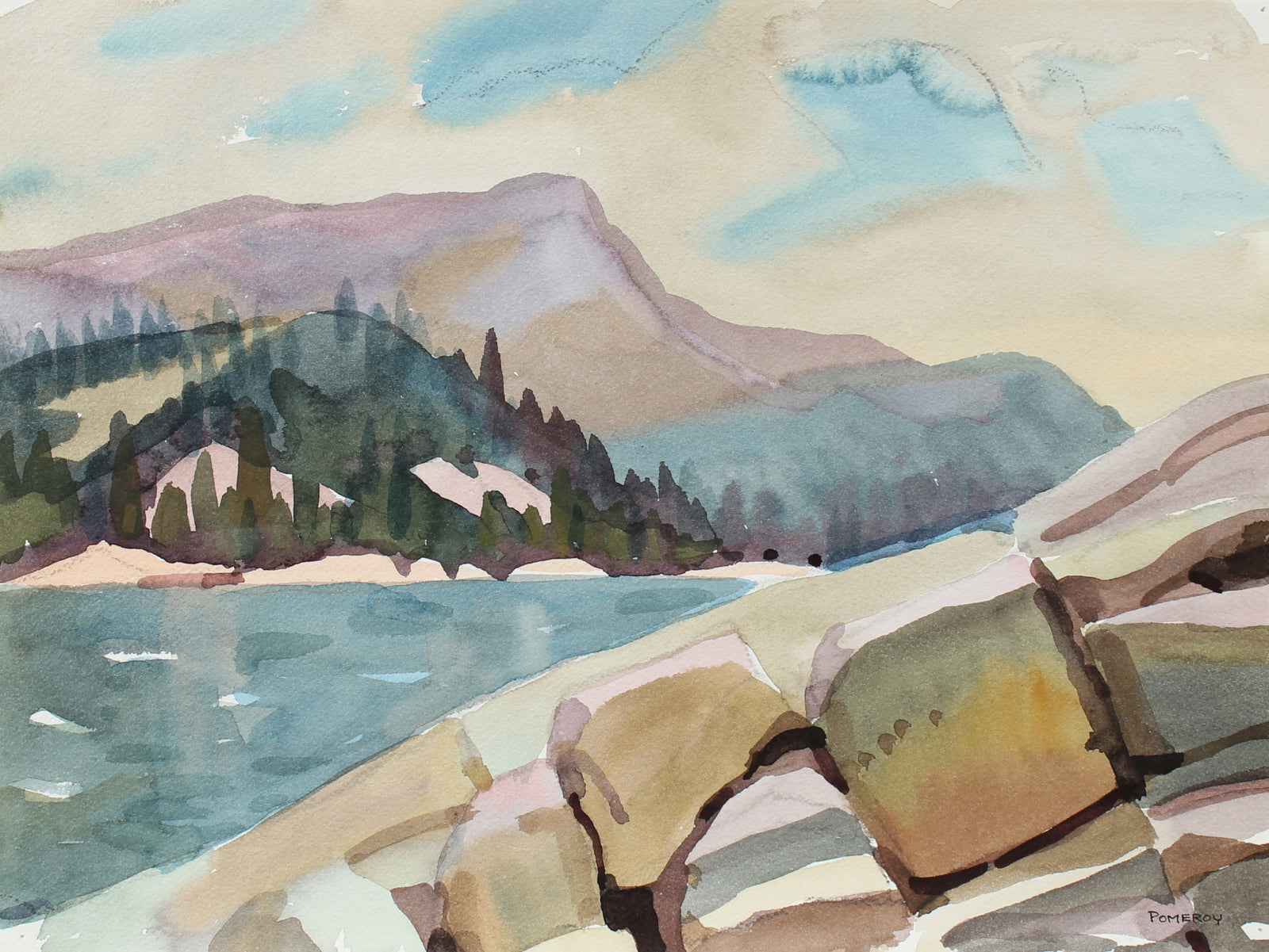 Mountain, Lake & Sky <br>1985 Watercolor <br><br>#93523
