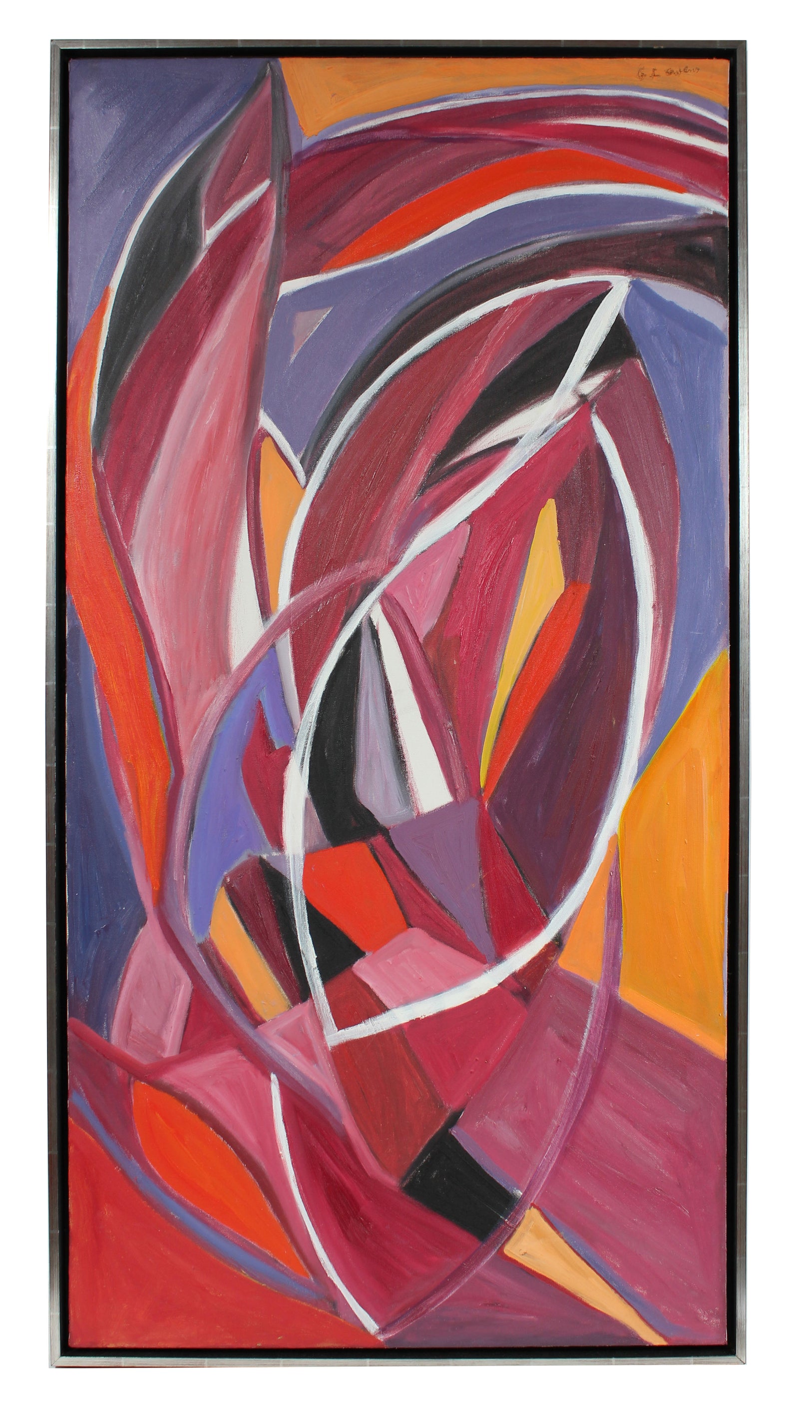 <i>Autumn Leaves</i> <br>1970s Cubist Oil <br><br>#94722