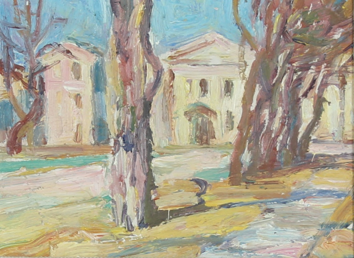 <i>Yard in Odessa</i><br>1963 Oil Winter Scene<br>Michail Cherni<br><br>#18159