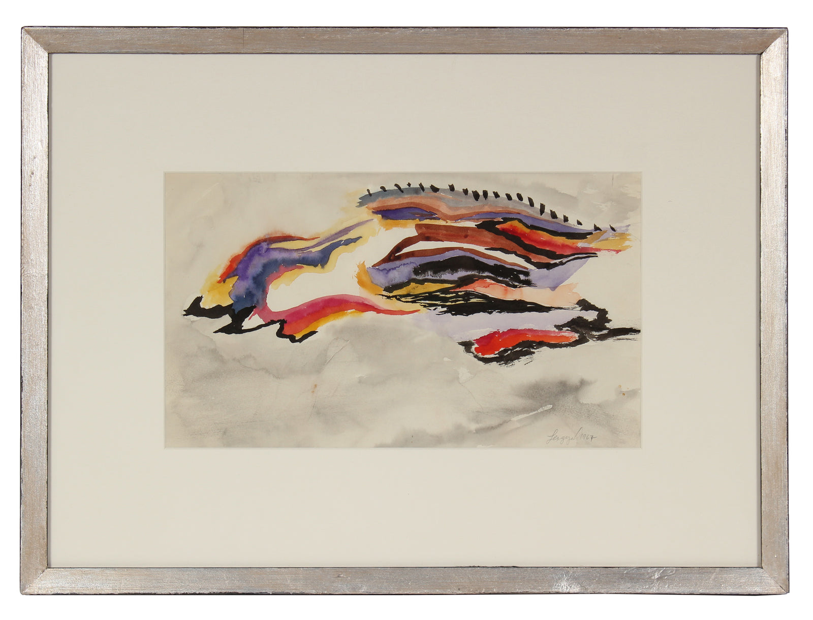 1967 Gouache Abstracted Modernist Landscape<br><br>#58366