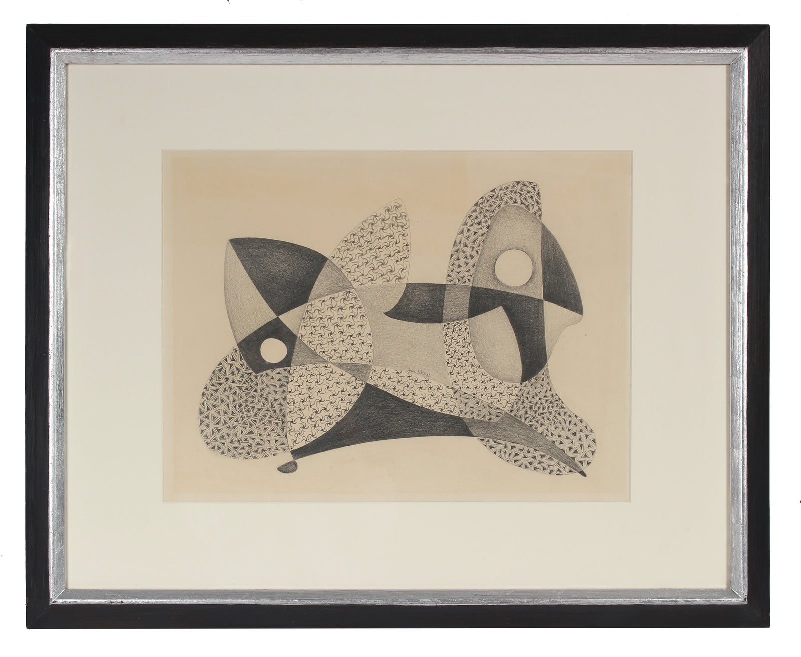 Monochrome Geometric Abstract<br>1970s Graphite<br><br>#80864