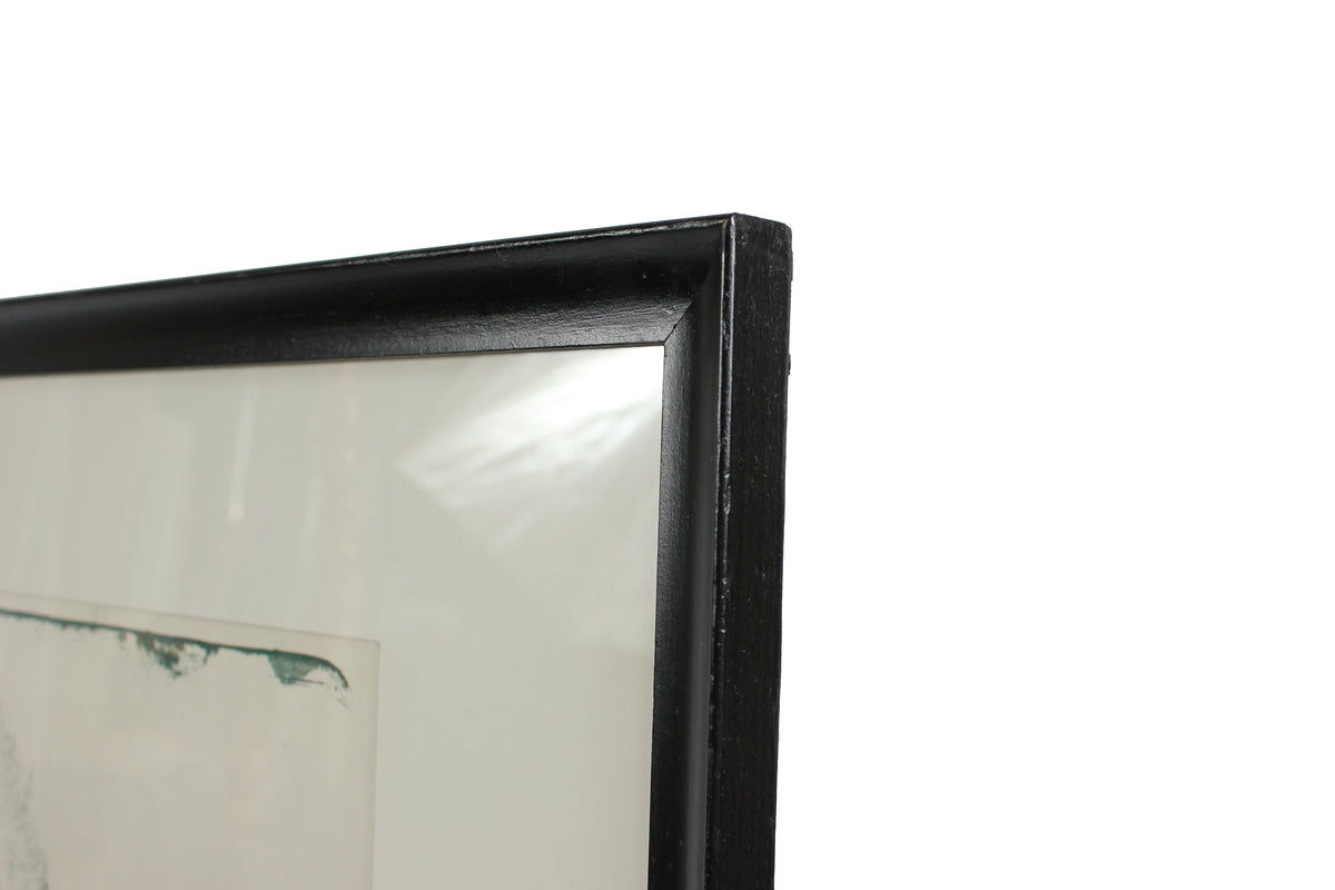 Modernist Green Abstract<br>1950 Stone Lithograph<br><br>#41283