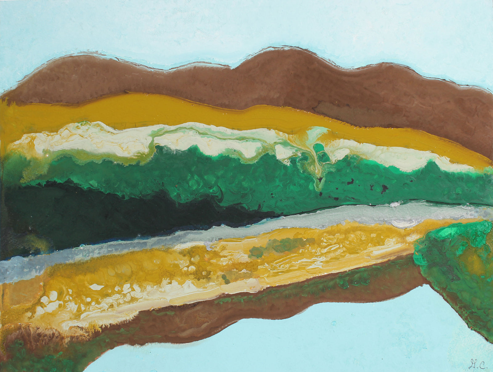 <i>Rivière Missiquoi - Reflection</i> <br>2018 Ink & Gouache <br><br>#A4435