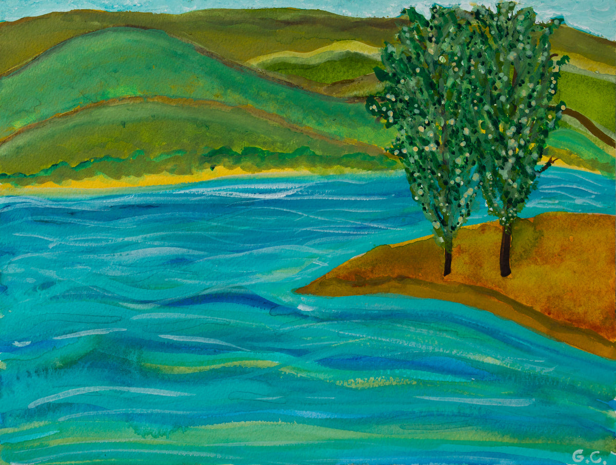 <i>Poplar Duo</i> <br>2018 Watercolor & Gouache <br><br>#A3822