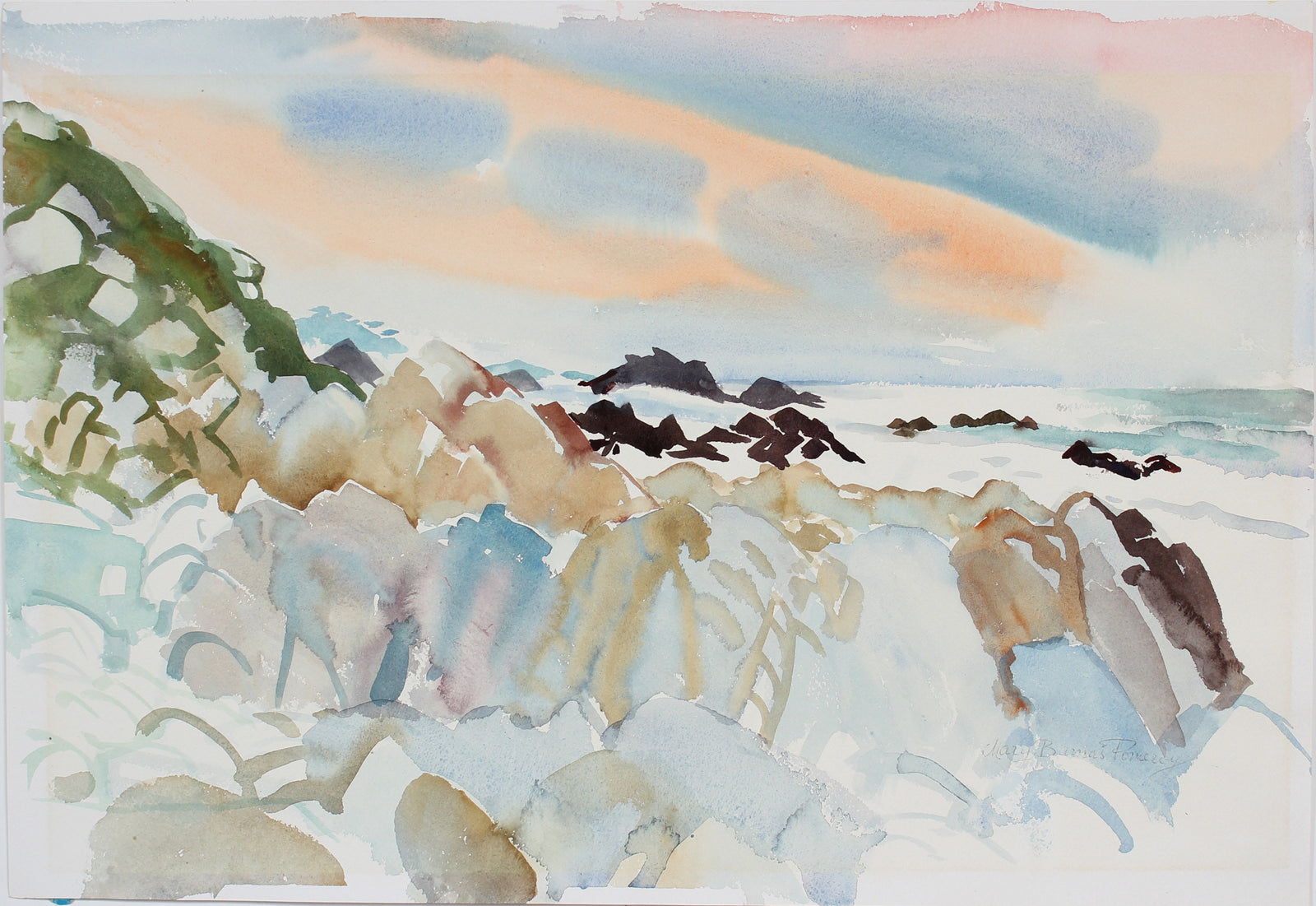 <i>Silver Surf</i> <br>20th Century Watercolor <br><br>#A3667