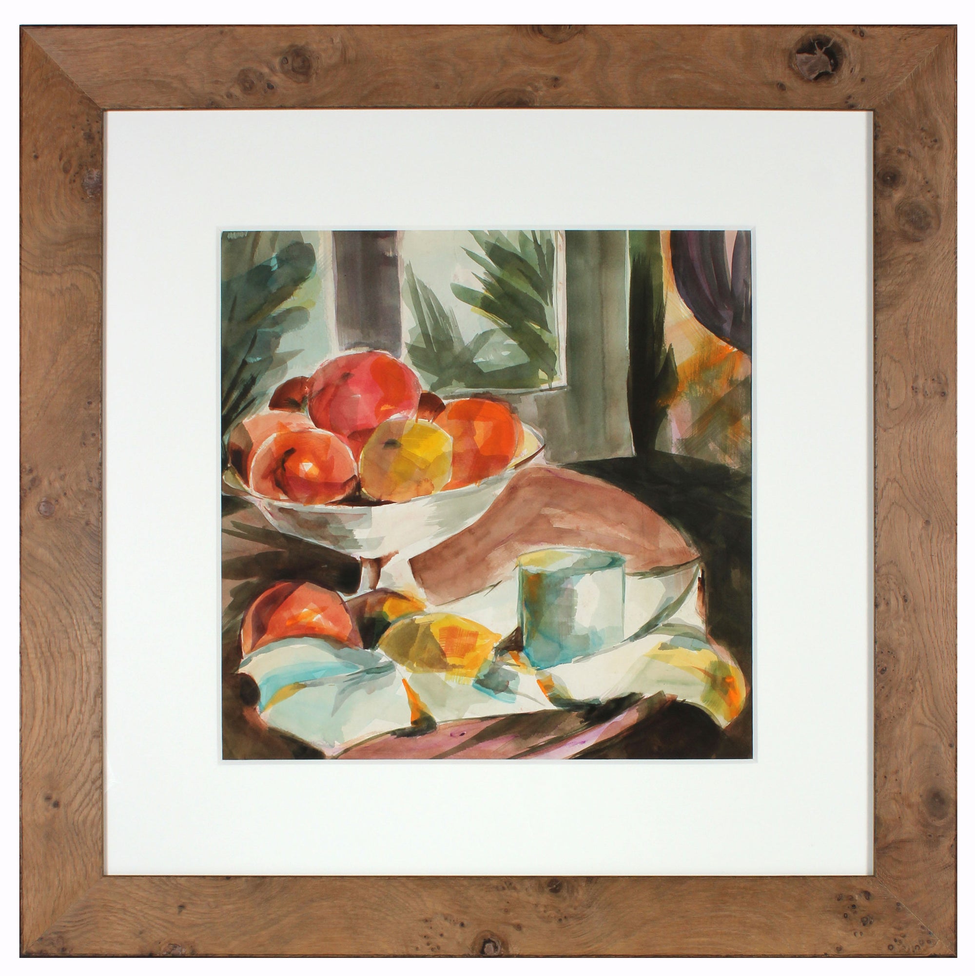 Colorful Still Life with Fruit<br>Mid Century Watercolor<br><br>#A3857