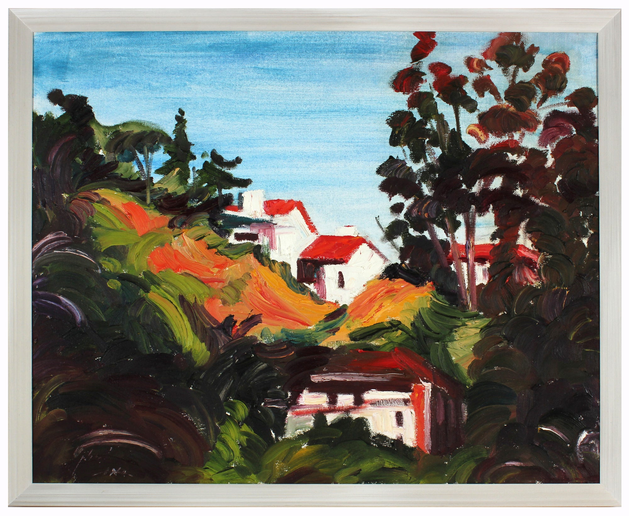 Bay Area Hillside Houses<br>Late 20th Century Oil<br><br>#A5682