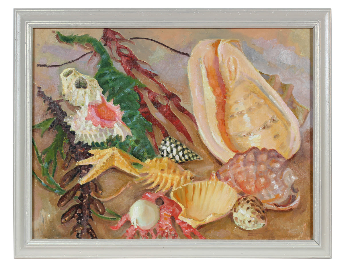 Colorful Kelp &amp; Seashells&lt;br&gt;Mid - Late 20th Century Oil&lt;br&gt;&lt;br&gt;#92157