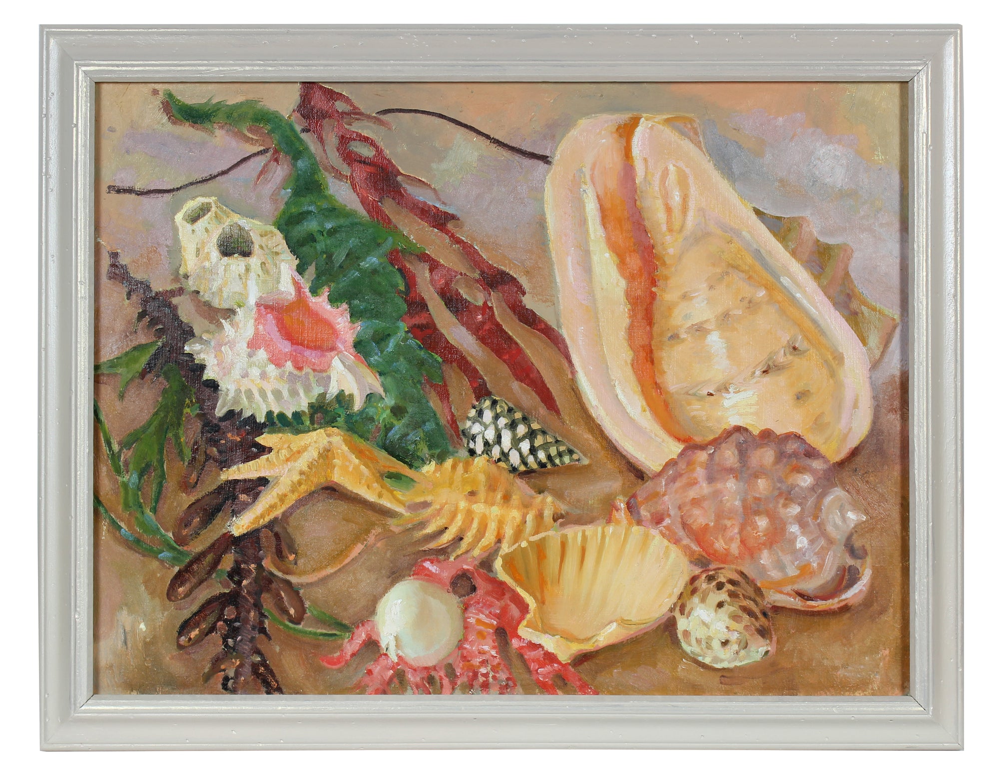 Colorful Kelp & Seashells<br>Mid - Late 20th Century Oil<br><br>#92157