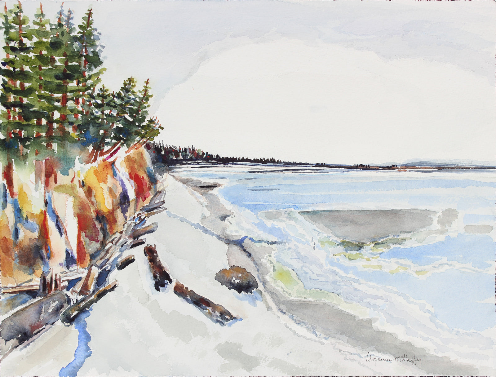 <i>Beach Lines at Spee-B-Dah</i>, Tulaip, WA <br>Late 20th Century Watercolor <br><br>#43857