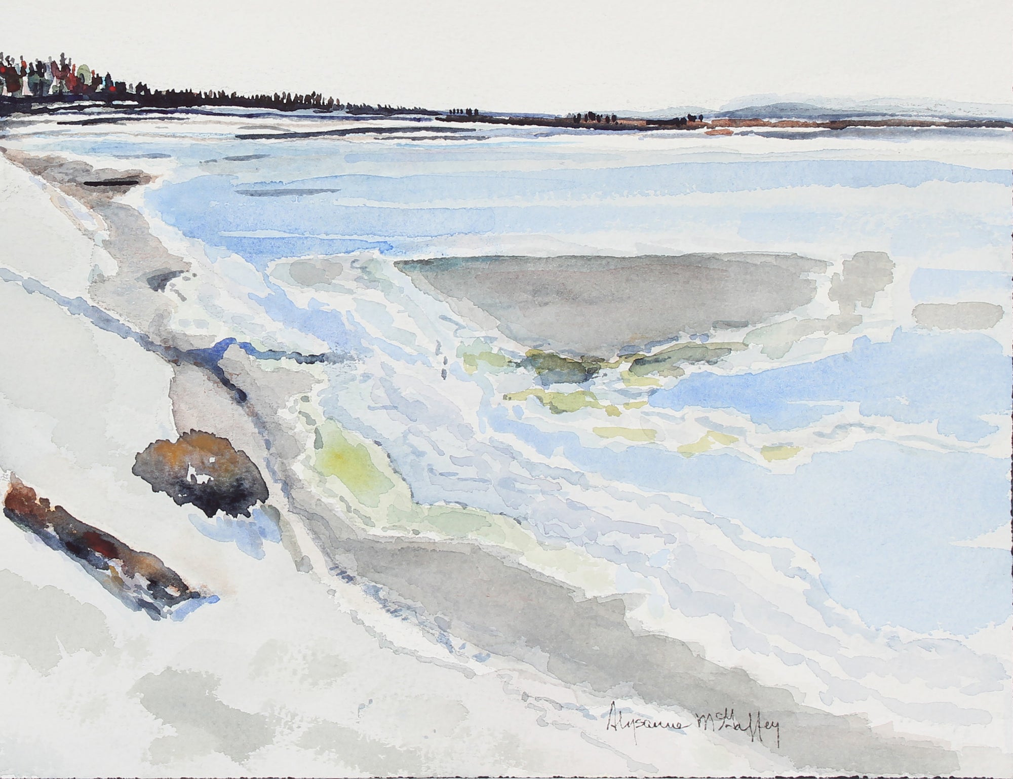 <i>Beach Lines at Spee-B-Dah</i>, Tulaip, WA <br>Late 20th Century Watercolor <br><br>#43857