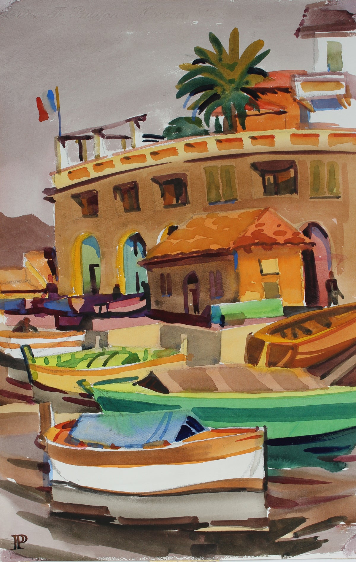 &lt;i&gt;The Port at St-Jean&lt;/i&gt; &lt;br&gt;1964 Watercolor &lt;br&gt;&lt;br&gt;#A3627
