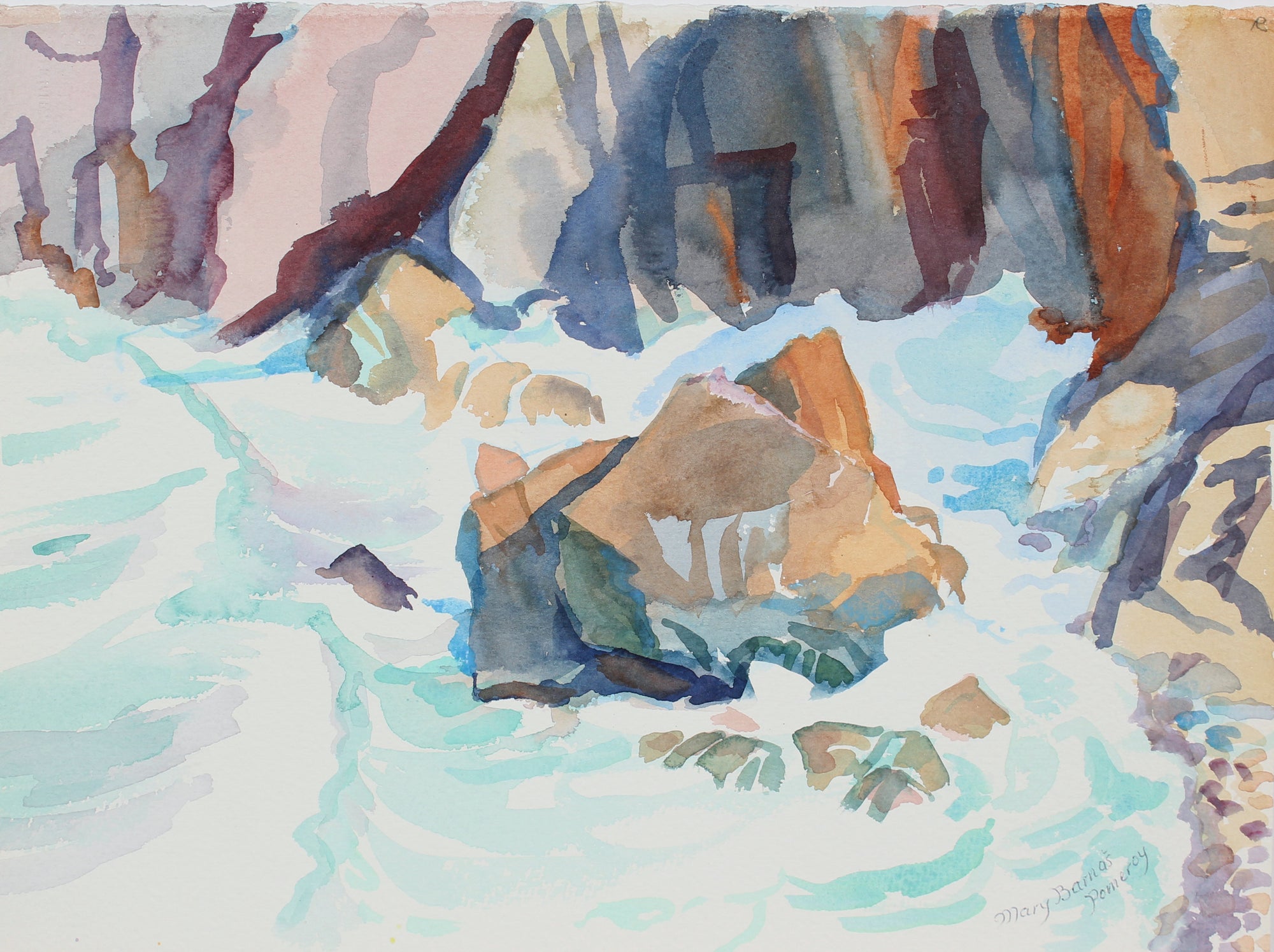 <i>Base of Sea Cliff</i> <br> January 1988 Watercolor <br><br>A3648