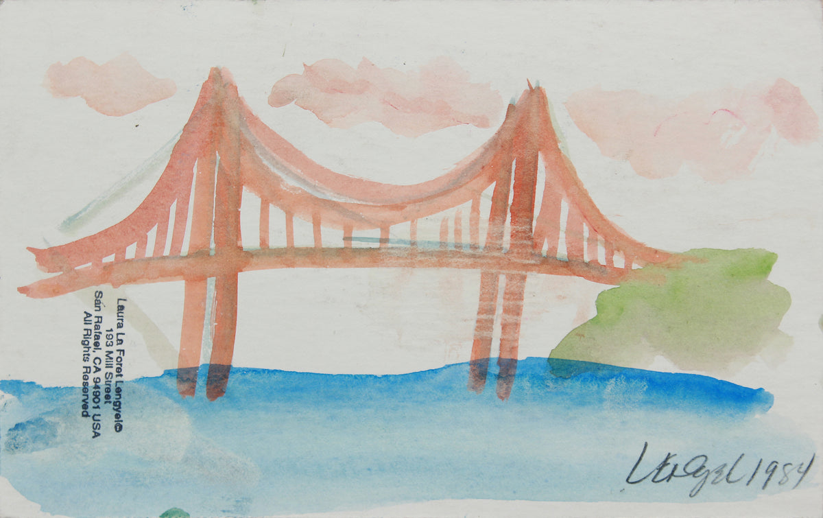 Blue & Green Abstracted Dappled Face <br>1984 Watercolor <br><br>#B0062