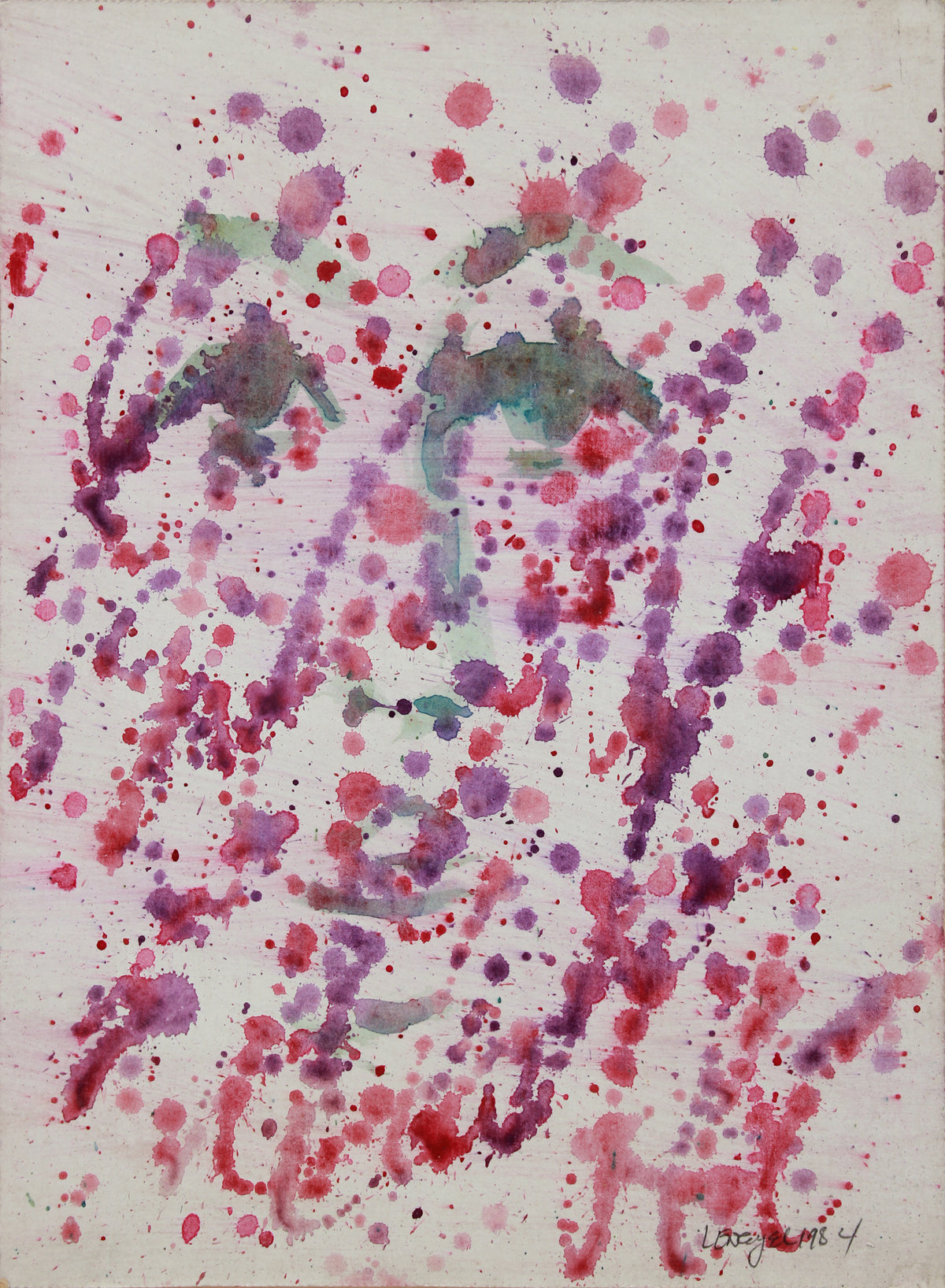 Pink &amp; Purple Spots &amp; Specks &lt;br&gt;1984 Watercolor &lt;br&gt;&lt;br&gt;#B0064