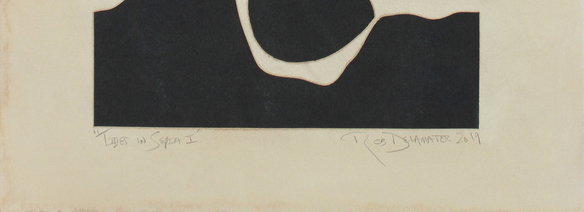 <i>Tides in Sepia I</i> <br>2019 Monotype & Coffee <br><br>#B0075