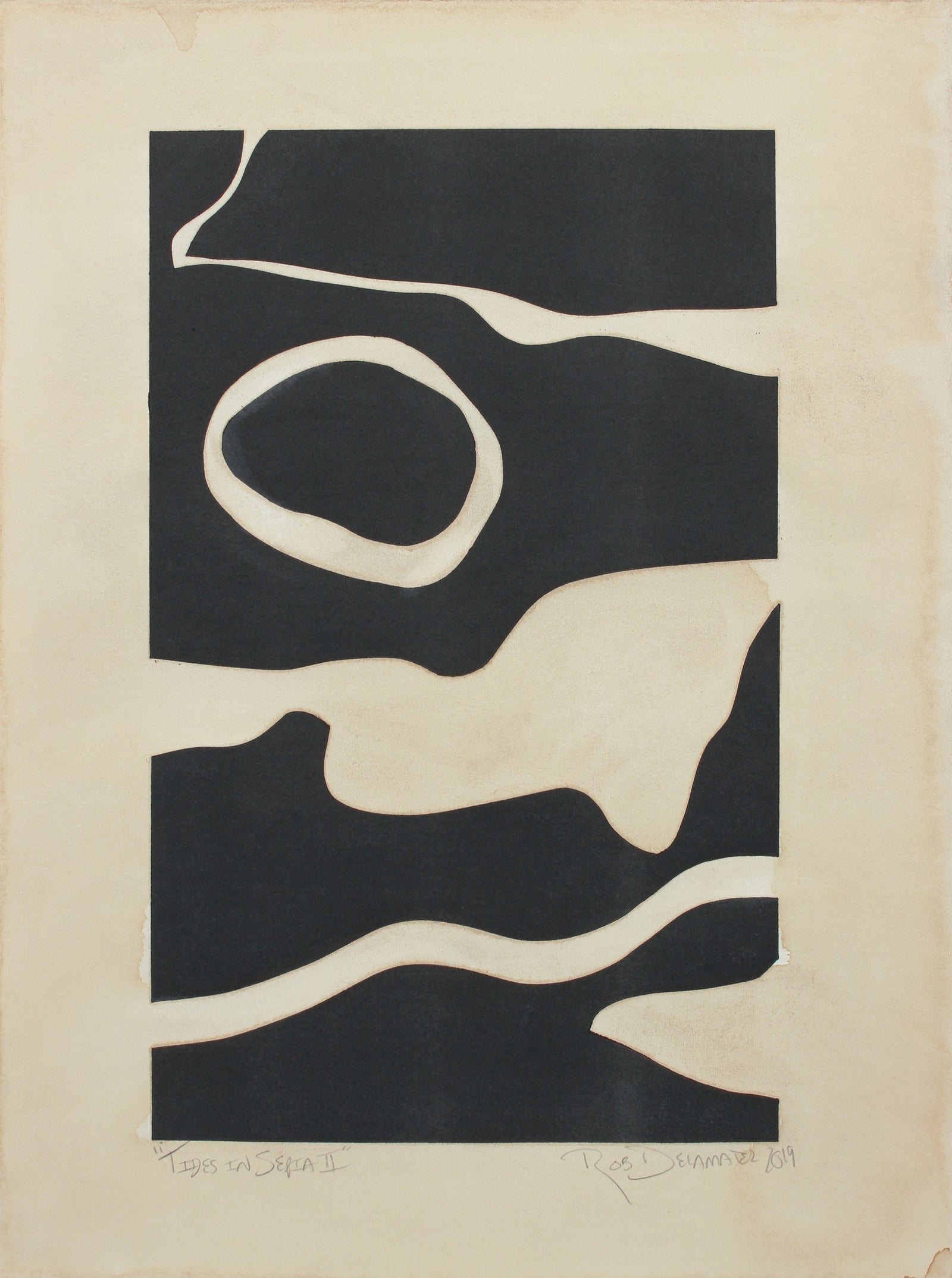 <i>Tides in Sepia II</i> <br>2019 Monotype & Coffee <br><br>#B0076