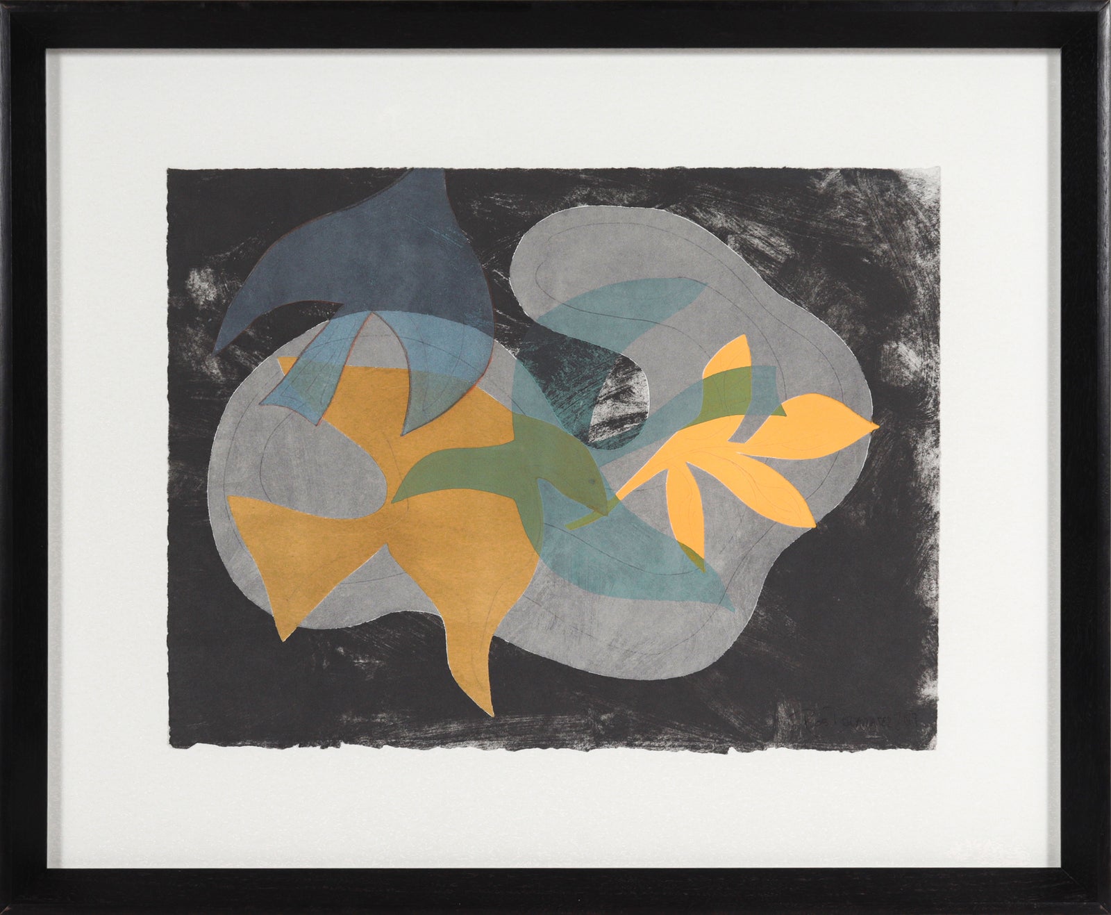 <i>Braques' Birds V</i> <br>2019 Mixed Media Monotype <br><br>#B0093